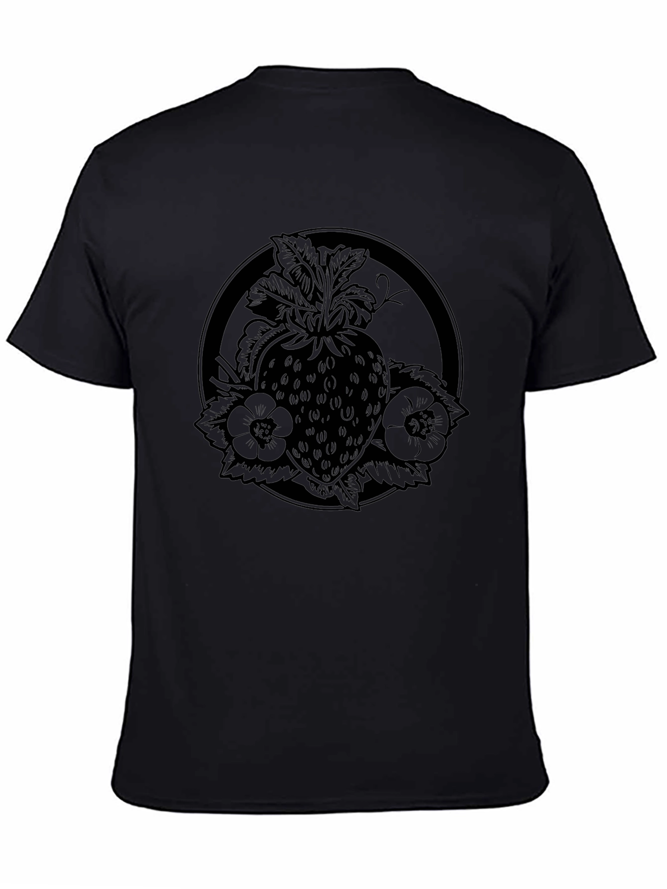 Strawberry Tattoo Style Black T-Shirt