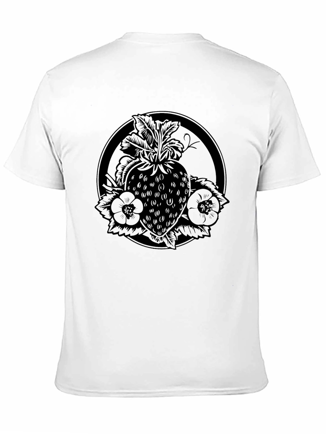 Strawberry Tattoo Style Black T-Shirt