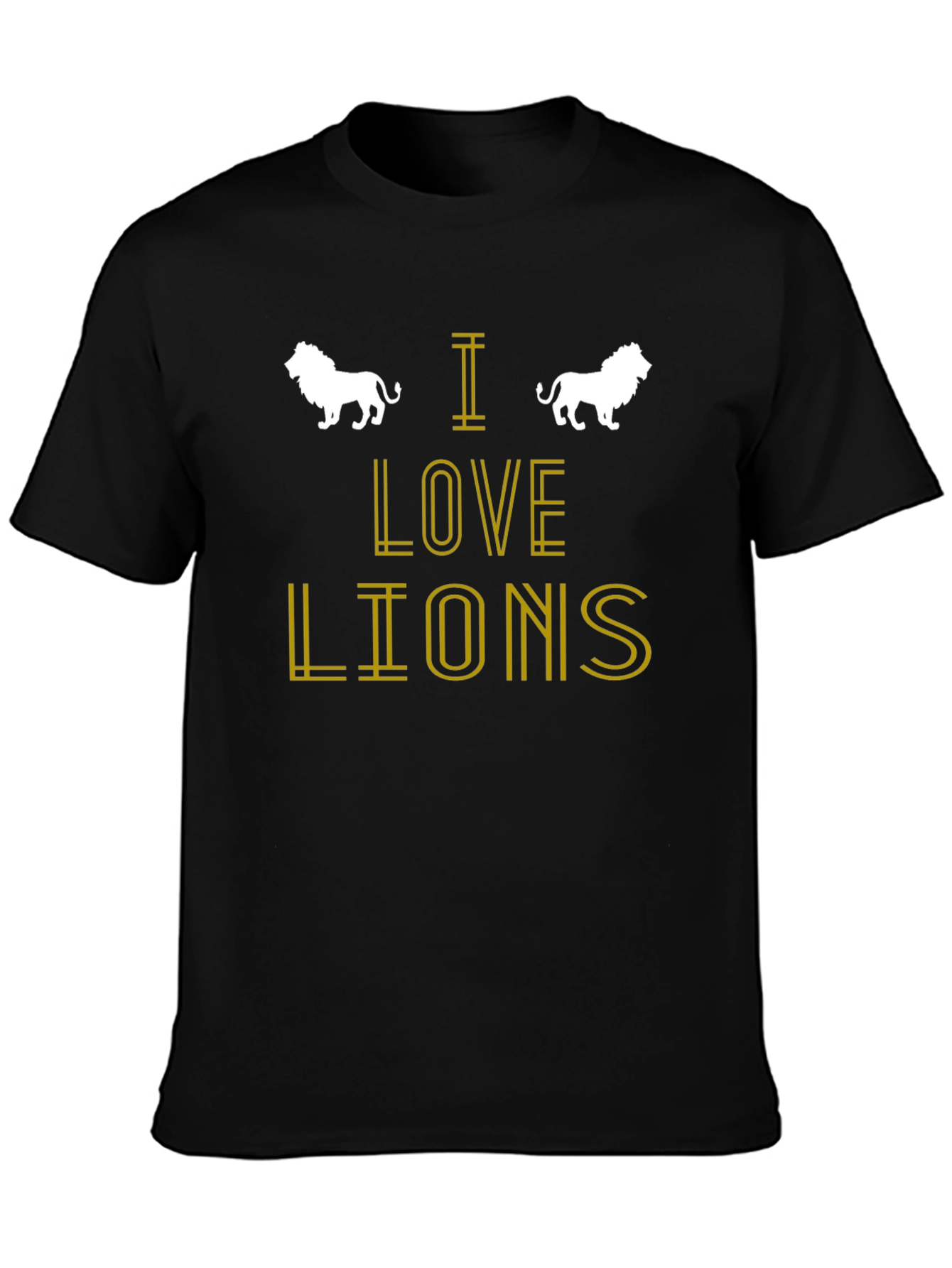 I Love Lions Graphic Print Crew Neck T-Shirt