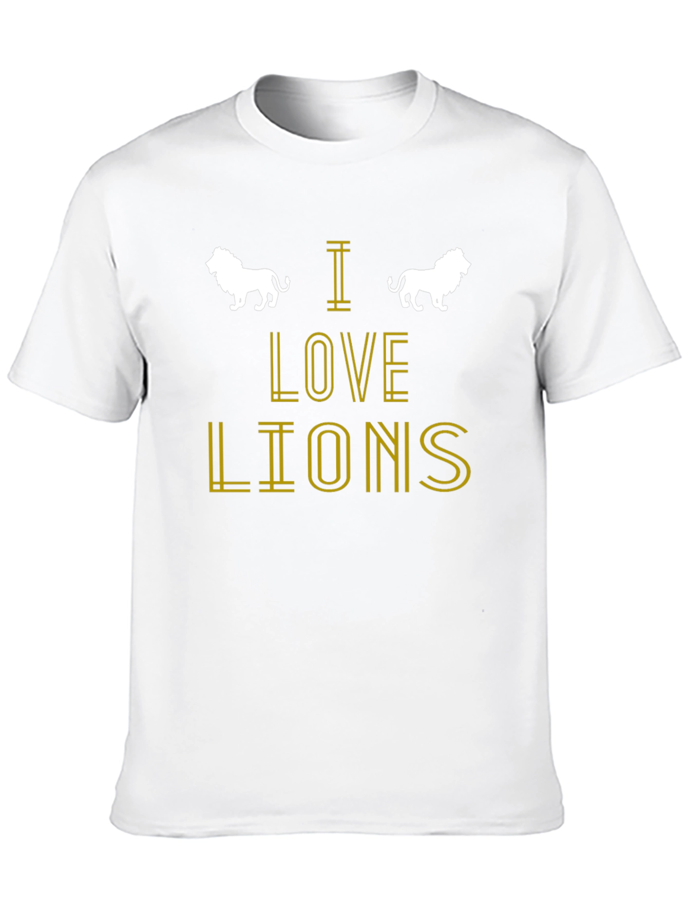 I Love Lions Graphic Print Crew Neck T-Shirt