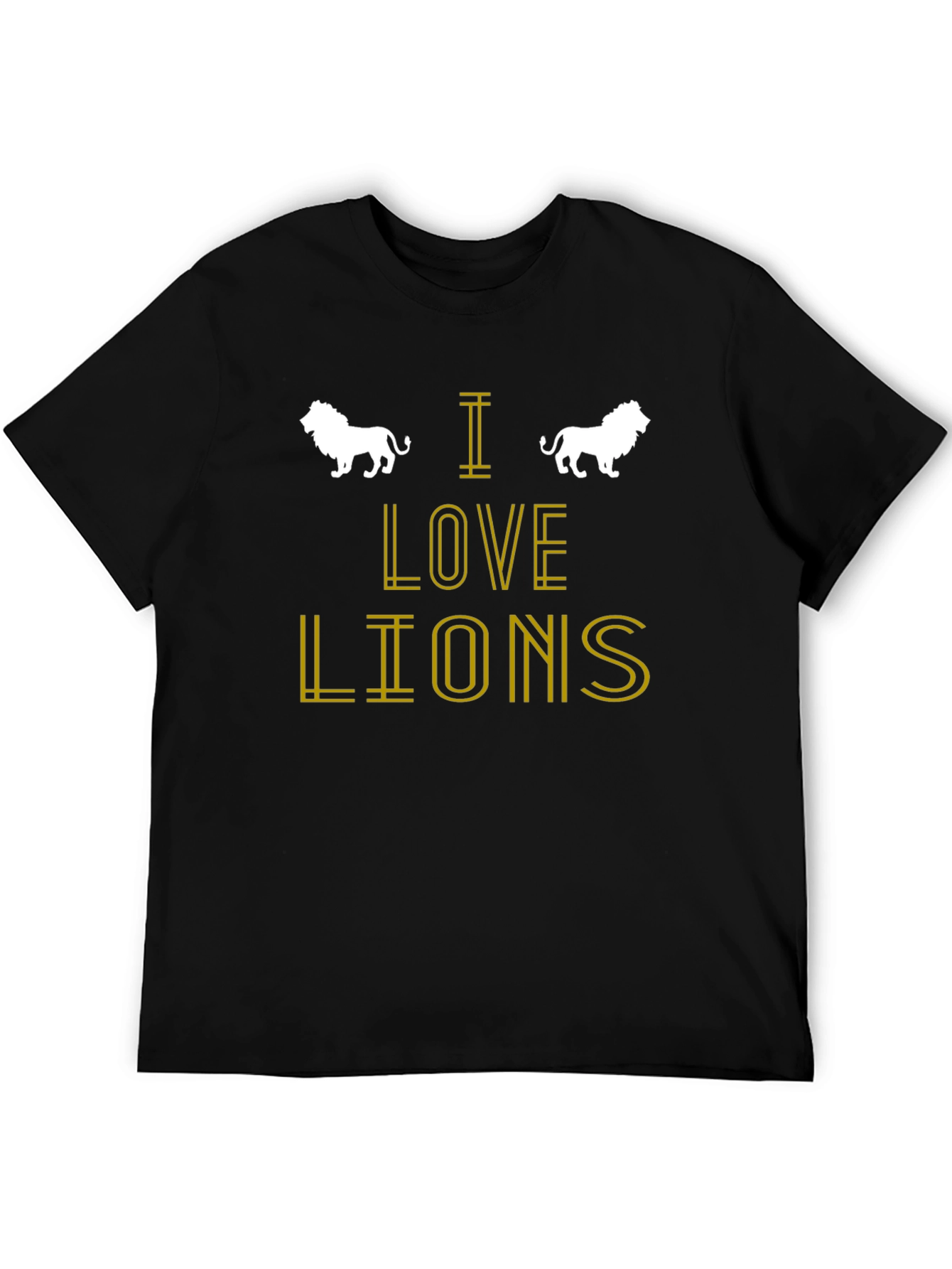 I Love Lions Graphic Print Crew Neck T-Shirt