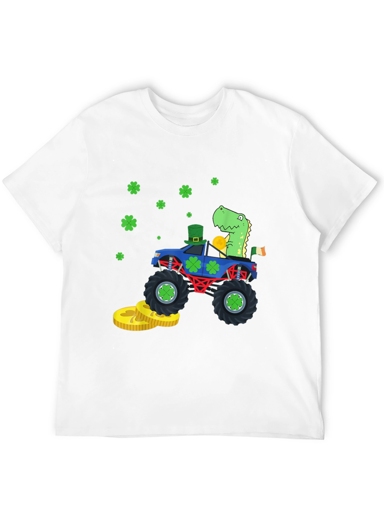 St. Patricks Day Monster Truck Dinosaur T-Shirt