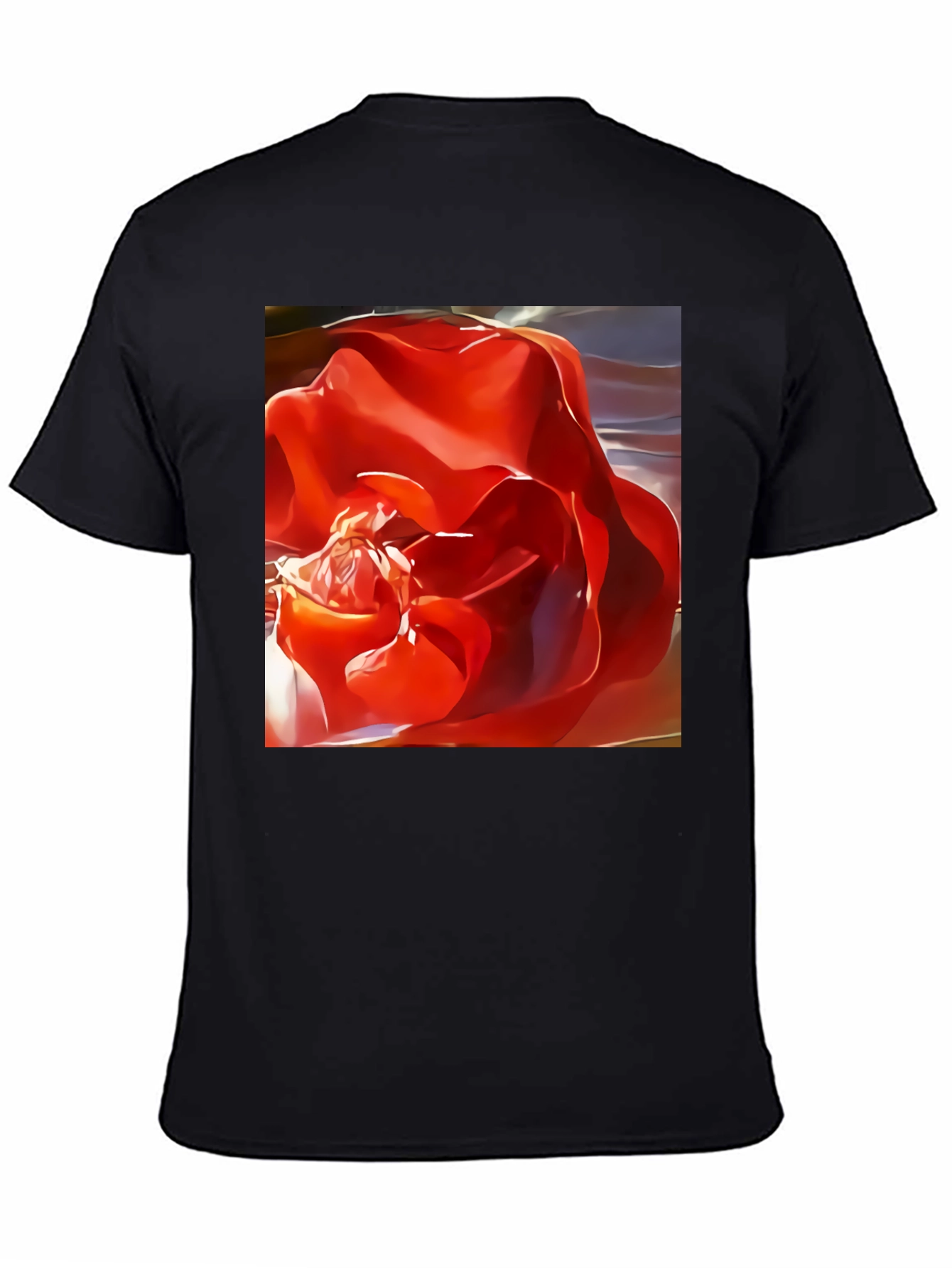 Red Rose Graphic Black T-Shirt