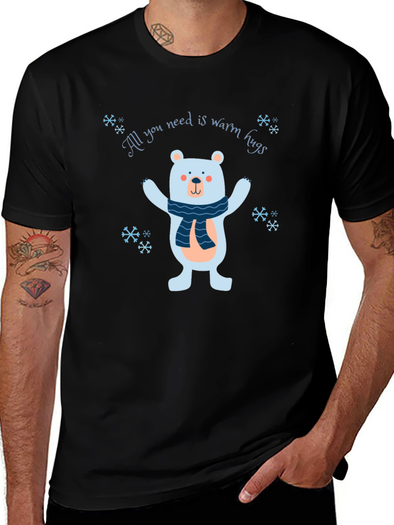 Warm Hugs Bear Graphic Tee - Cozy Winter Style