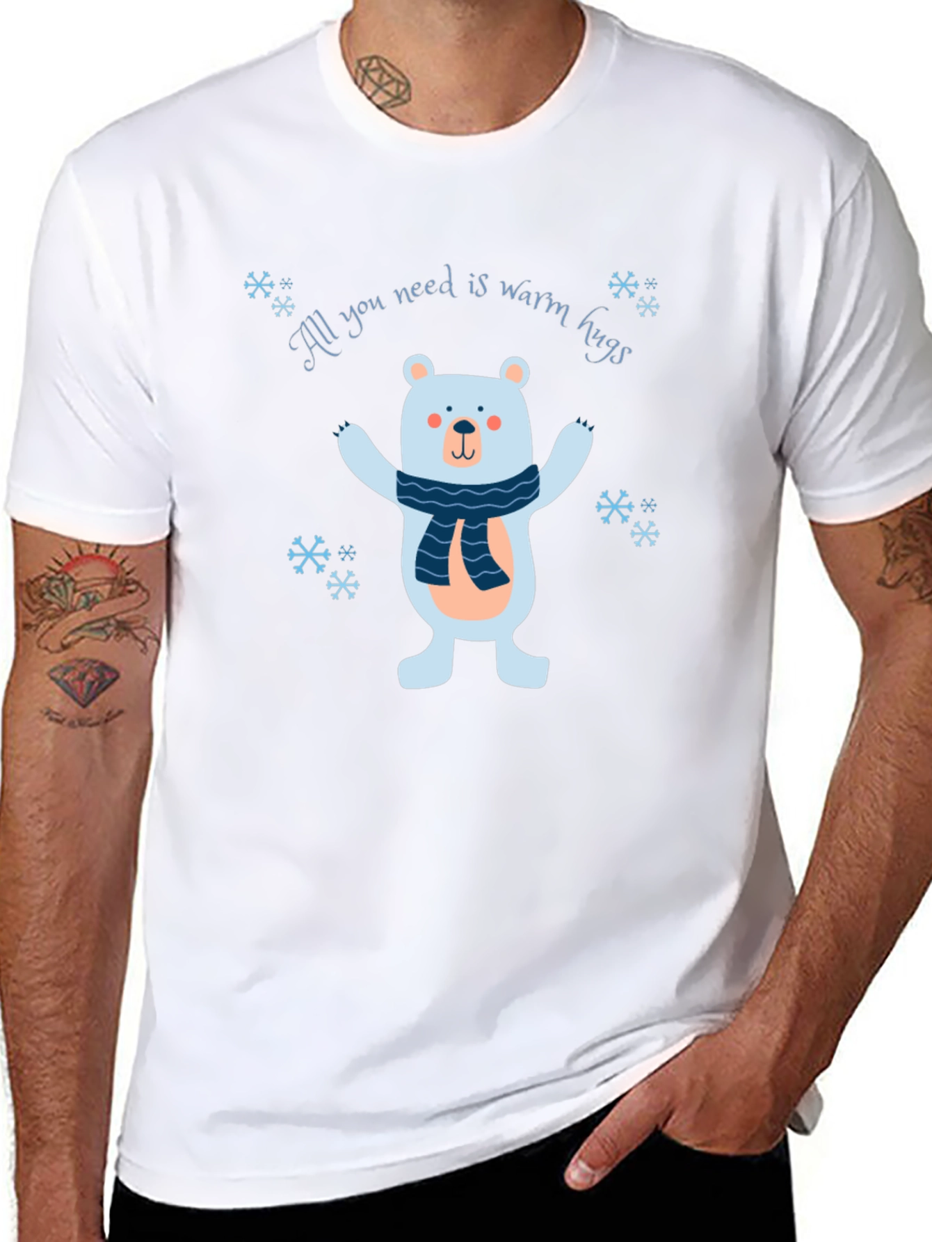 Warm Hugs Bear Graphic Tee - Cozy Winter Style