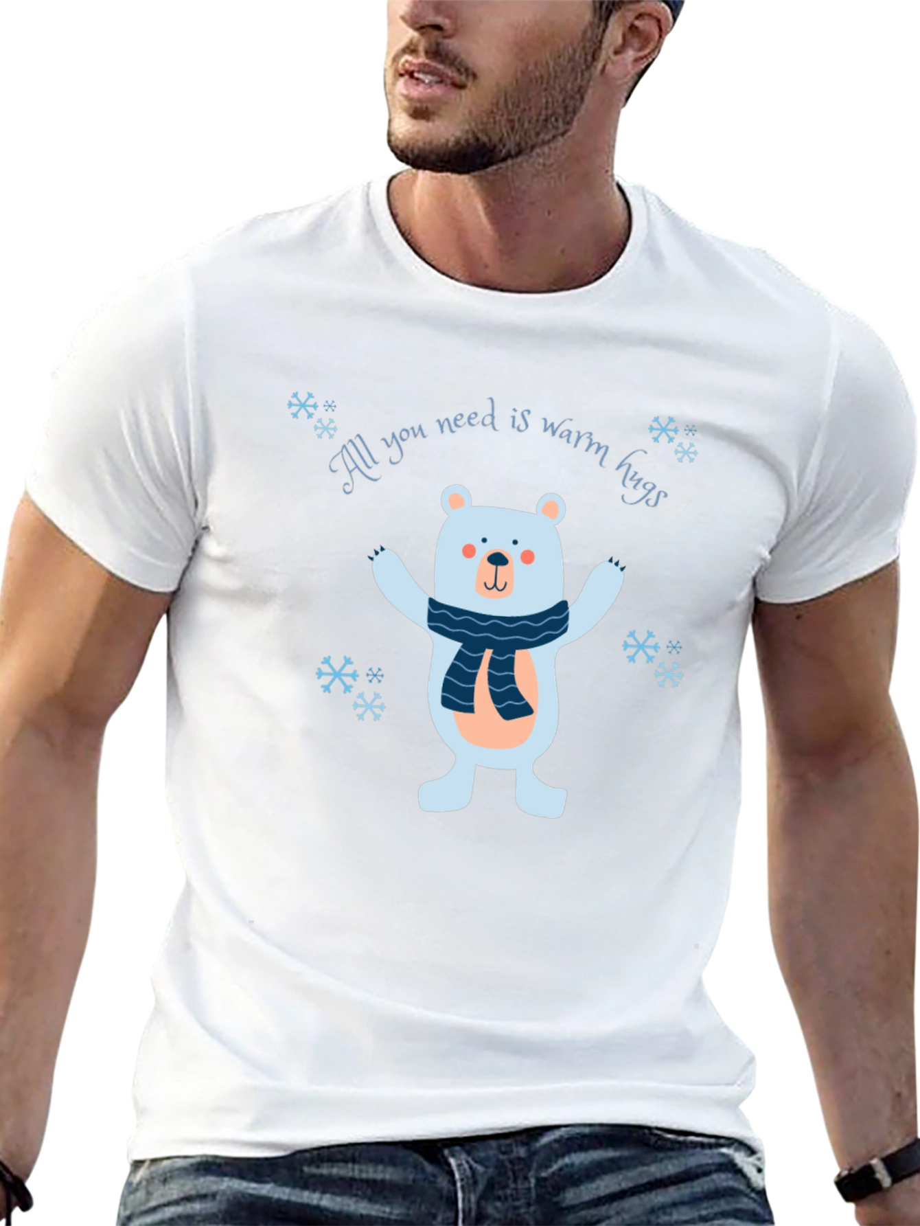 Warm Hugs Bear Graphic Tee - Cozy Winter Style
