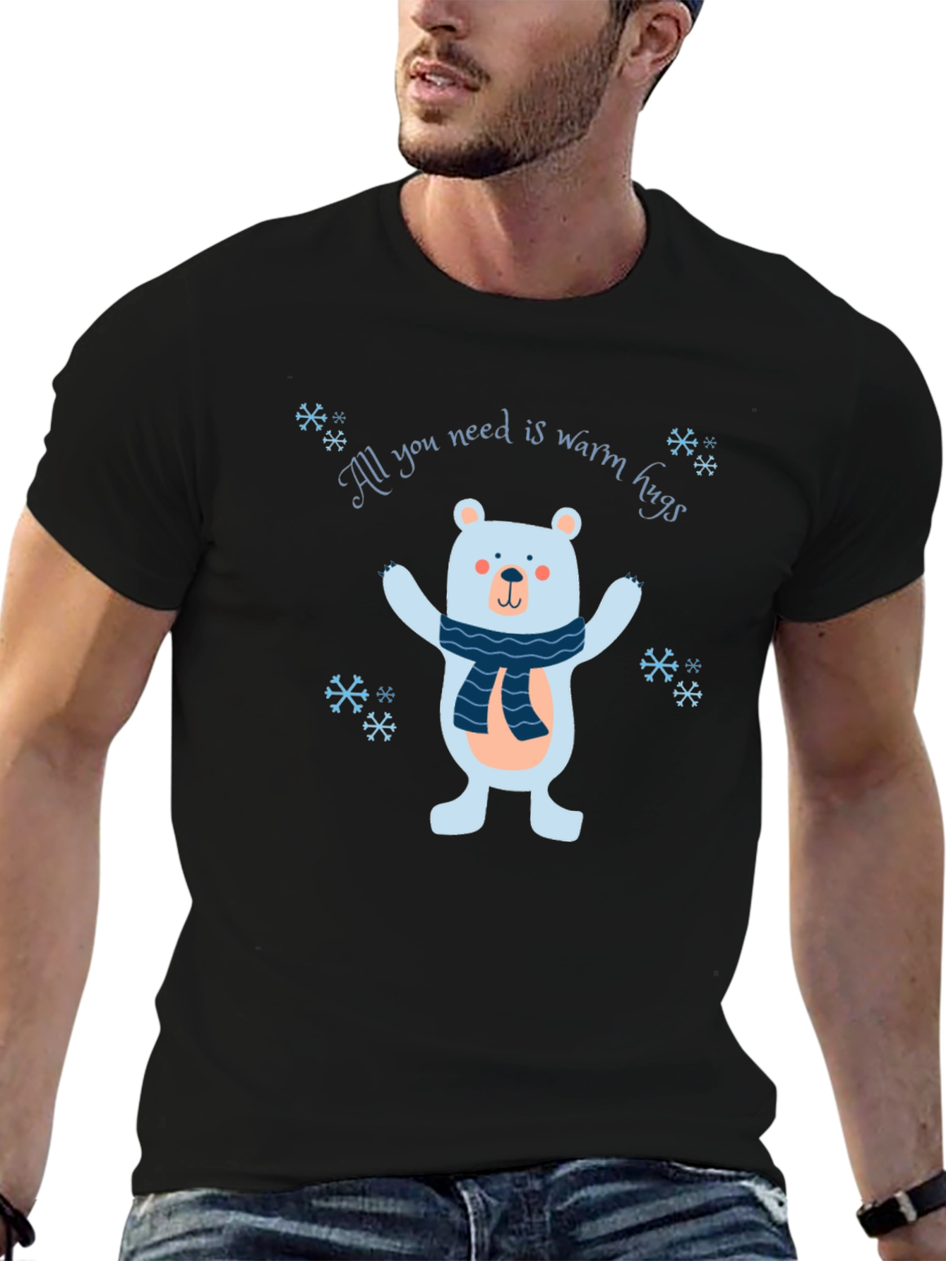 Warm Hugs Bear Graphic Tee - Cozy Winter Style