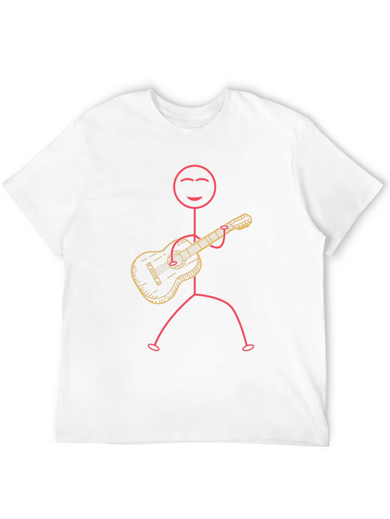 Stick Figure Guitarist Graphic Tee - Black Cotton T-Shirt