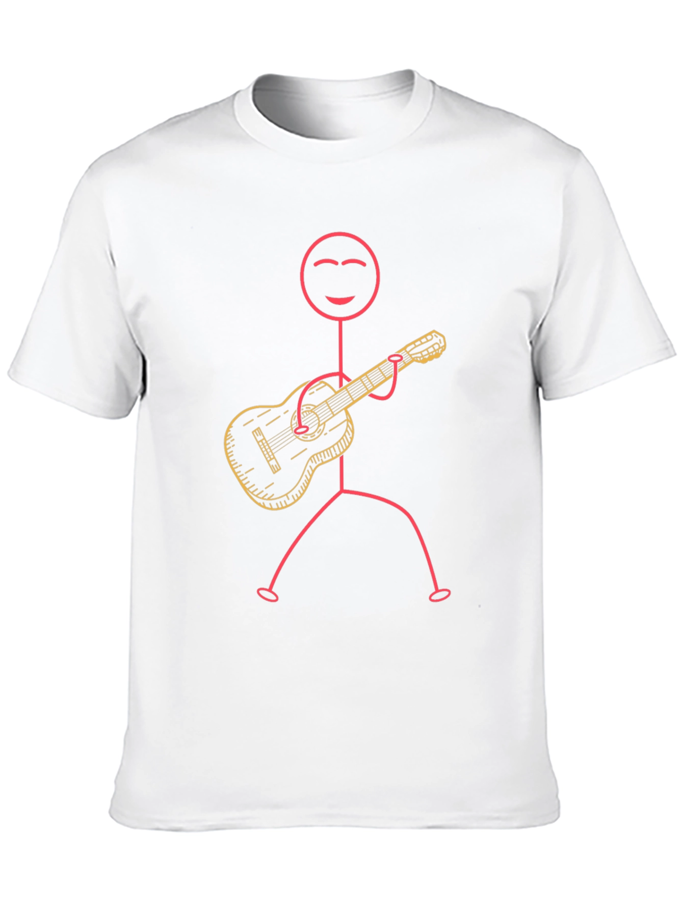 Stick Figure Guitarist Graphic Tee - Black Cotton T-Shirt