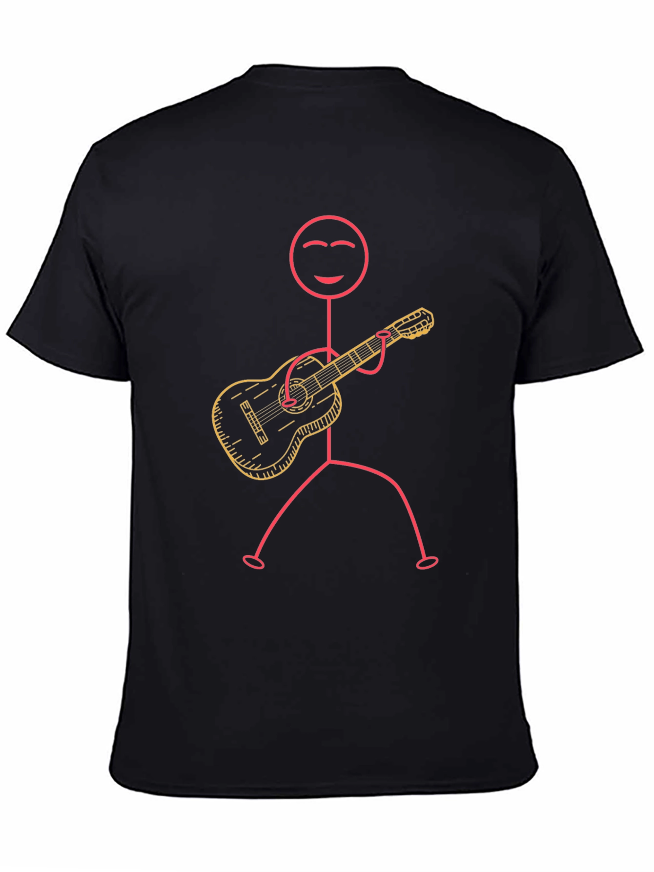 Stick Figure Guitarist Graphic Tee - Black Cotton T-Shirt