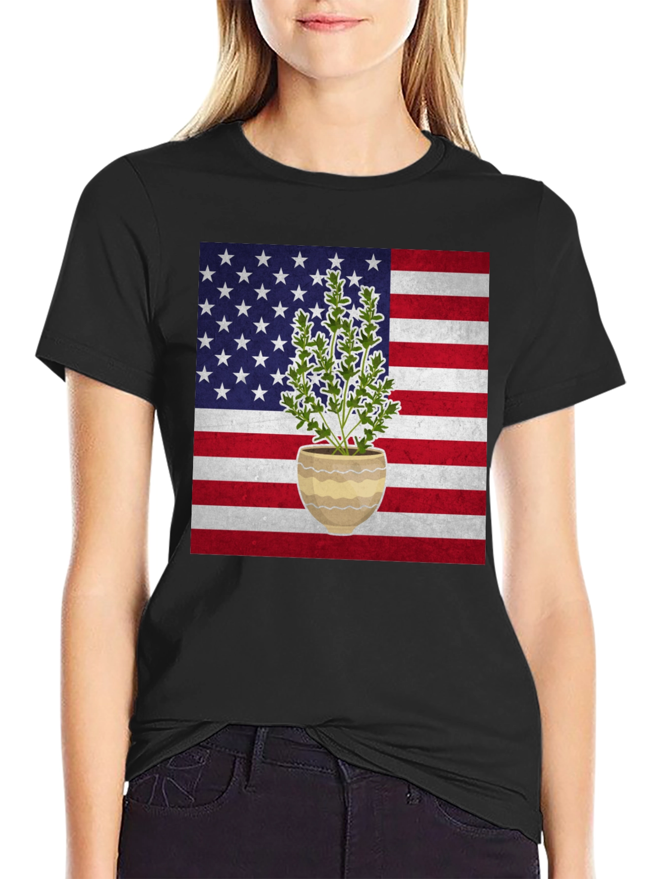 American Flag Plant T-Shirt - Patriotic Design