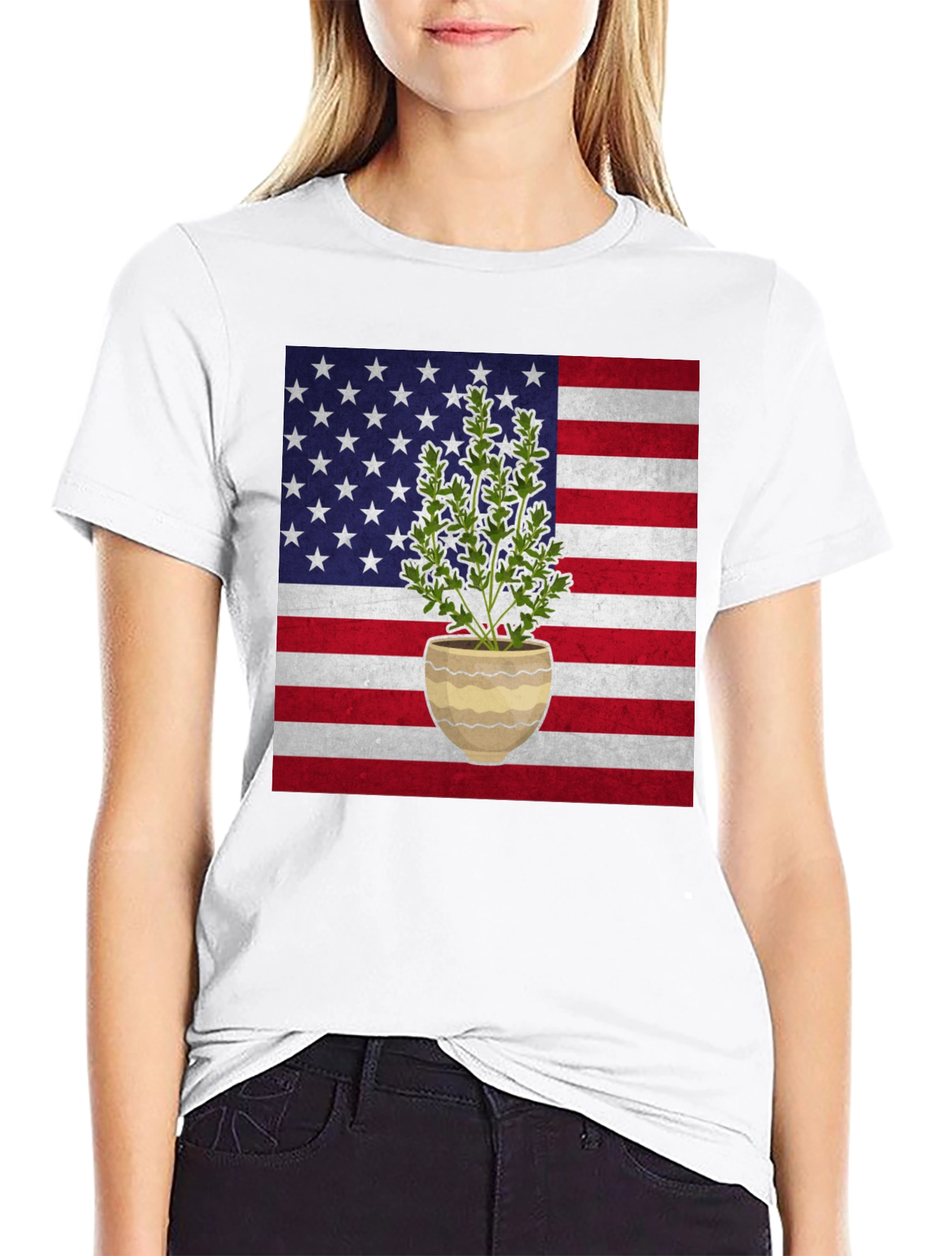 American Flag Plant T-Shirt - Patriotic Design