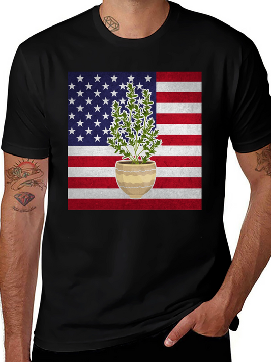 American Flag Plant T-Shirt - Patriotic Design