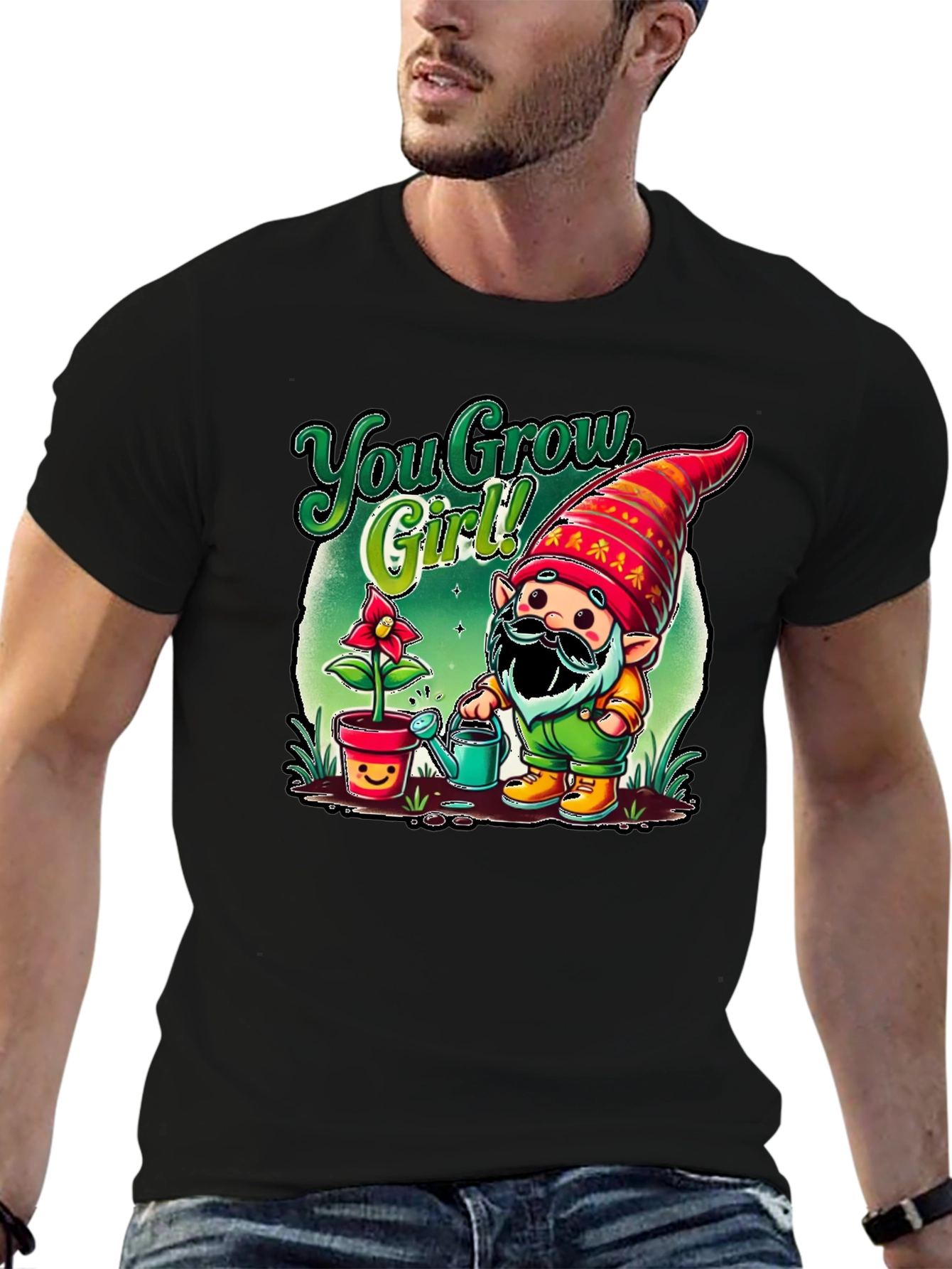 You Grow Girl! Gardening Gnome Graphic Tee