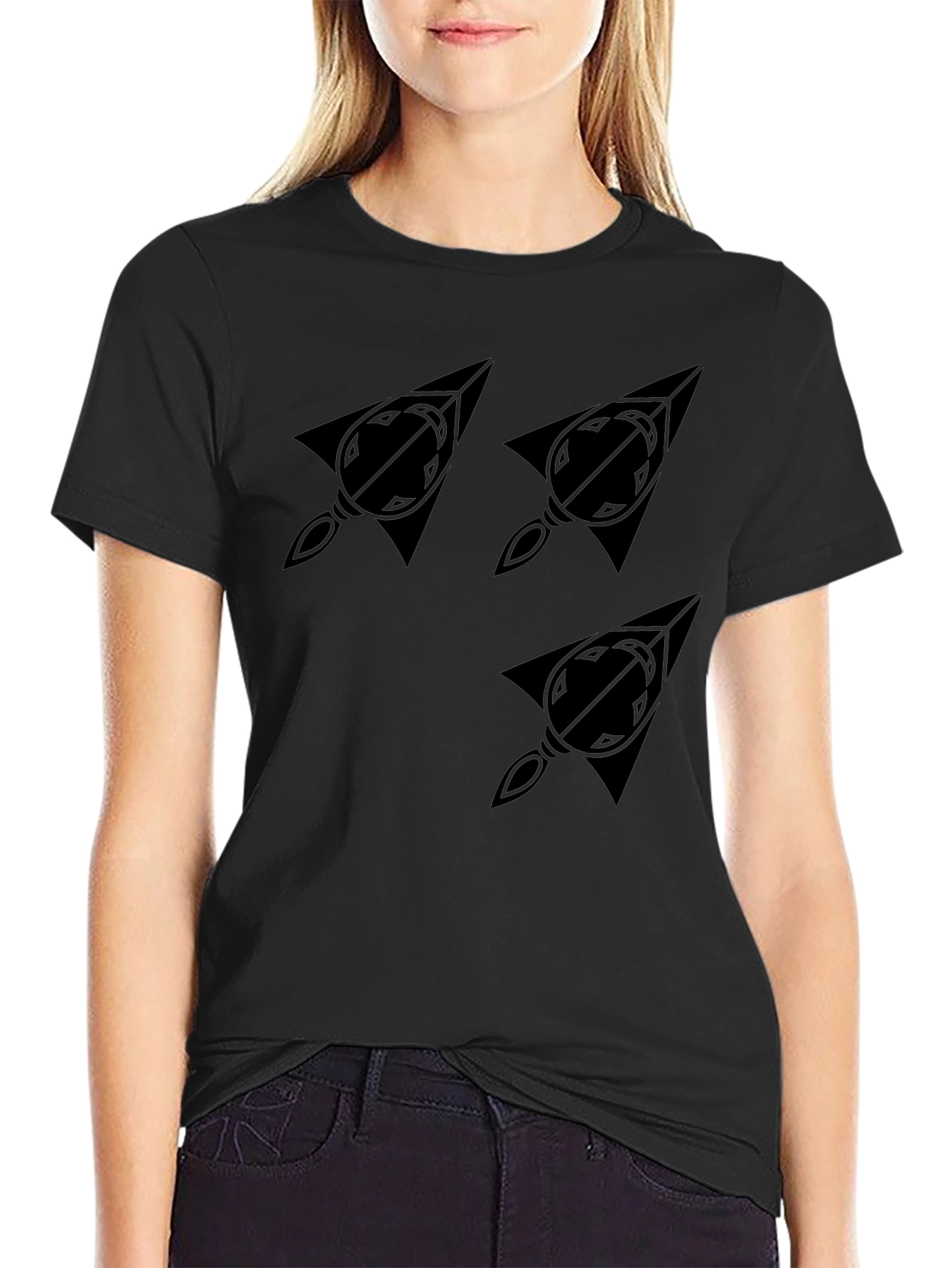 Modern Graphic Print Tee - Black