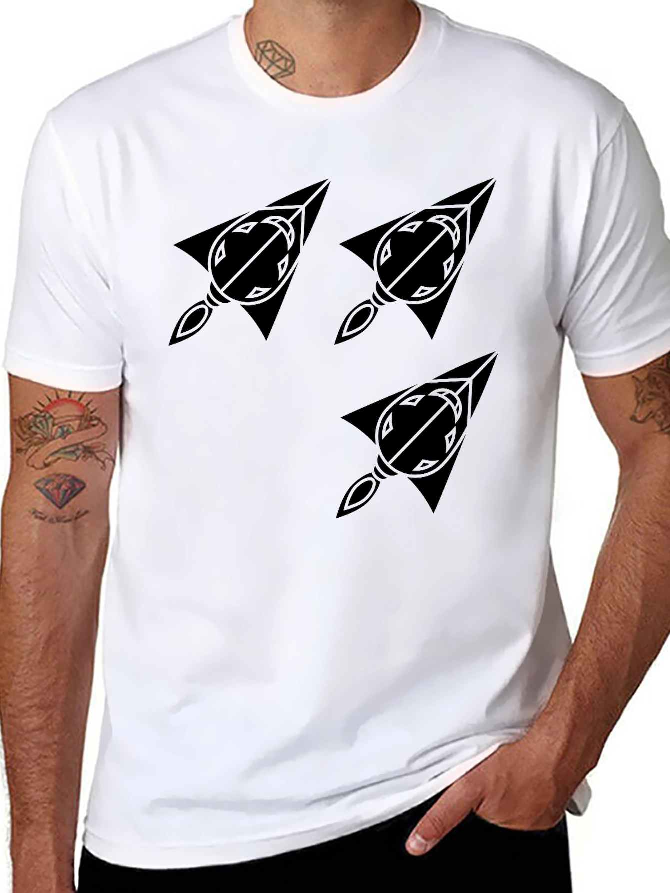 Modern Graphic Print Tee - Black