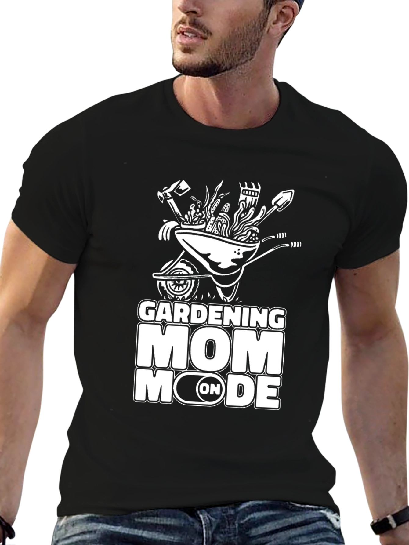 Gardening Mom Mode T-Shirt - Black Cotton Graphic Tee
