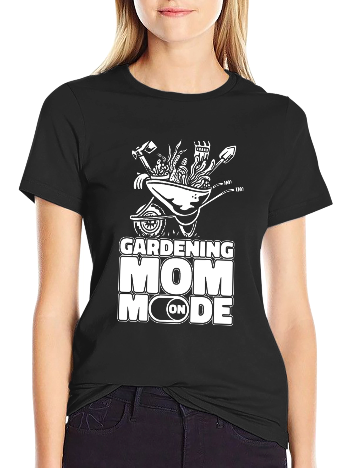 Gardening Mom Mode T-Shirt - Black Cotton Graphic Tee
