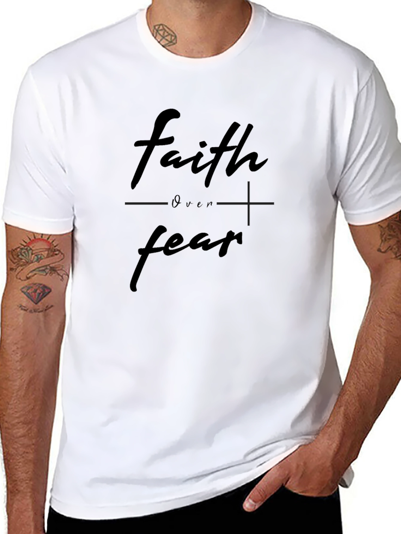 Faith Over Fear Black T-Shirt for Men