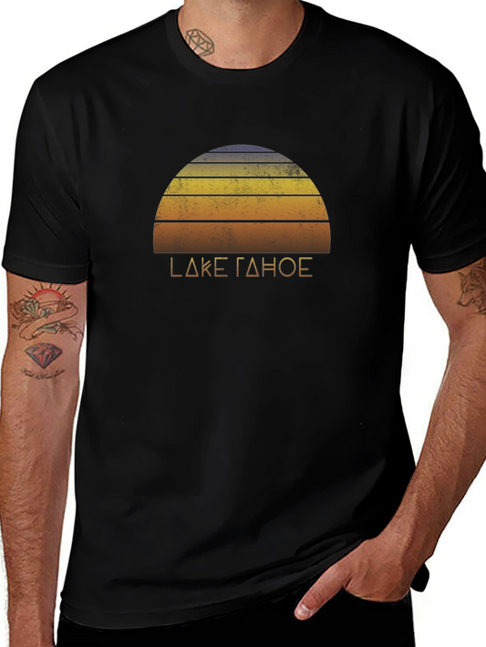 Lake Tahoe Sunset Graphic Tee - Retro Style