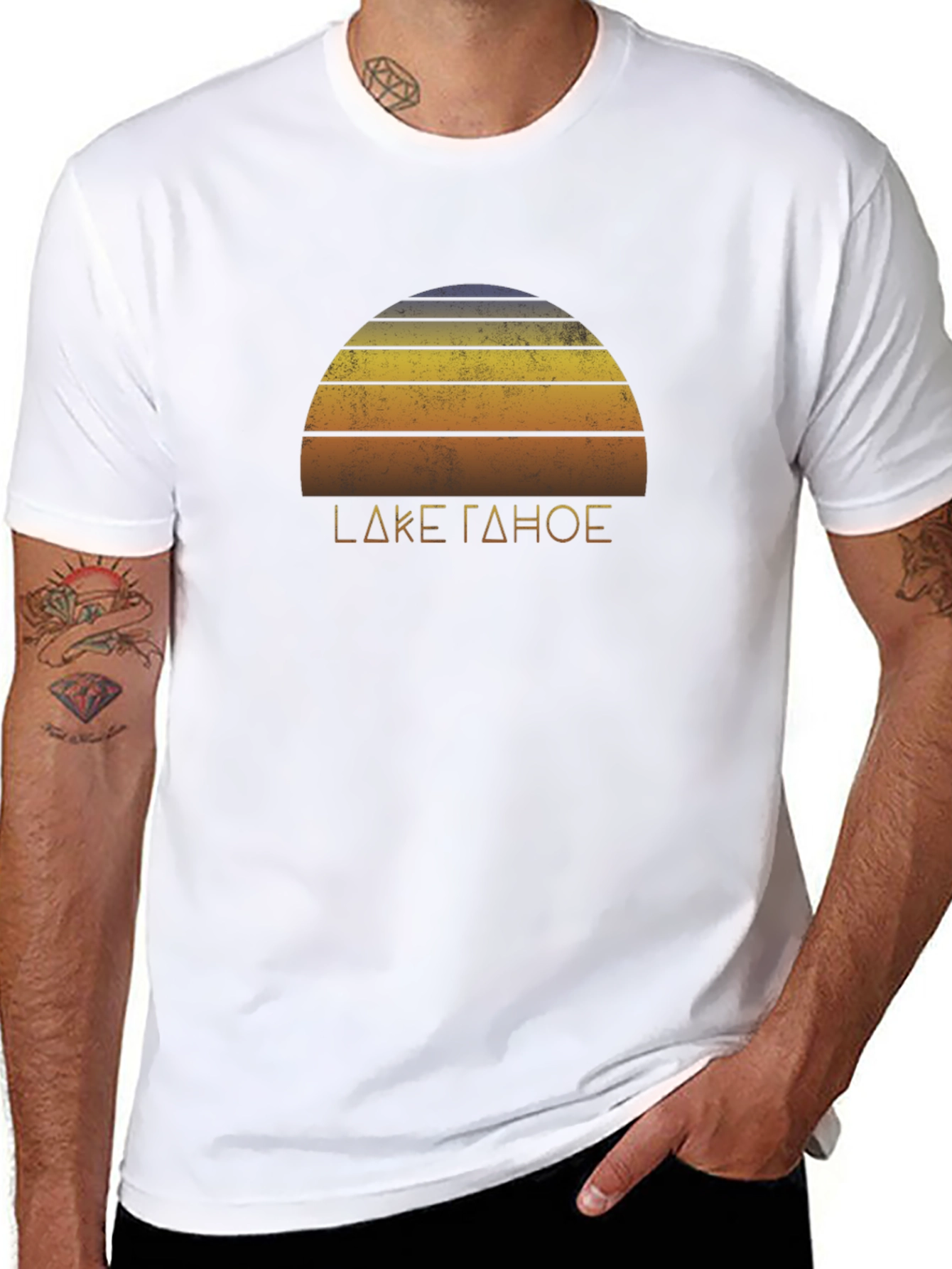 Lake Tahoe Sunset Graphic Tee - Retro Style