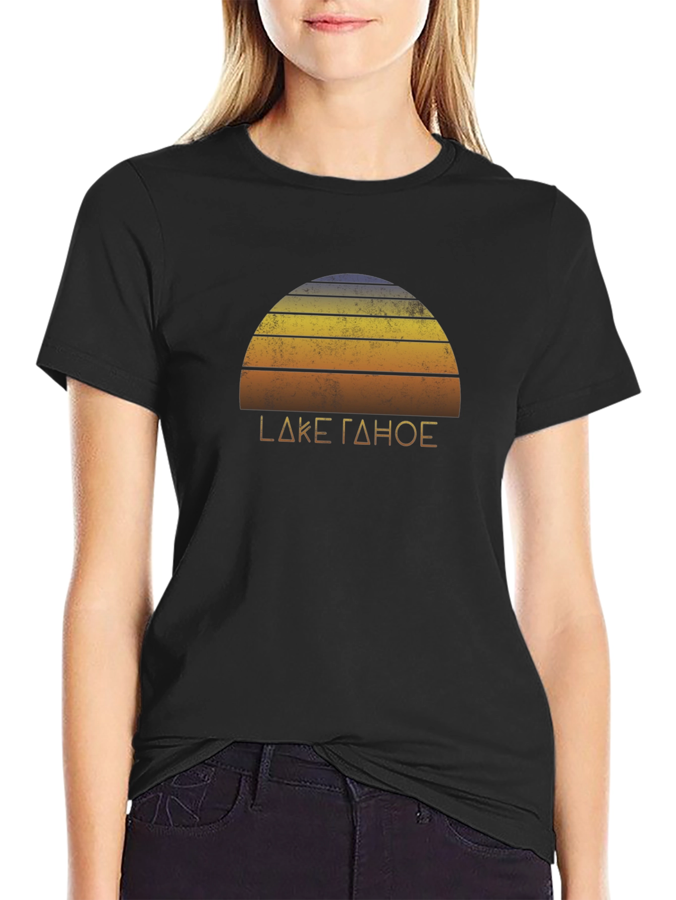 Lake Tahoe Sunset Graphic Tee - Retro Style