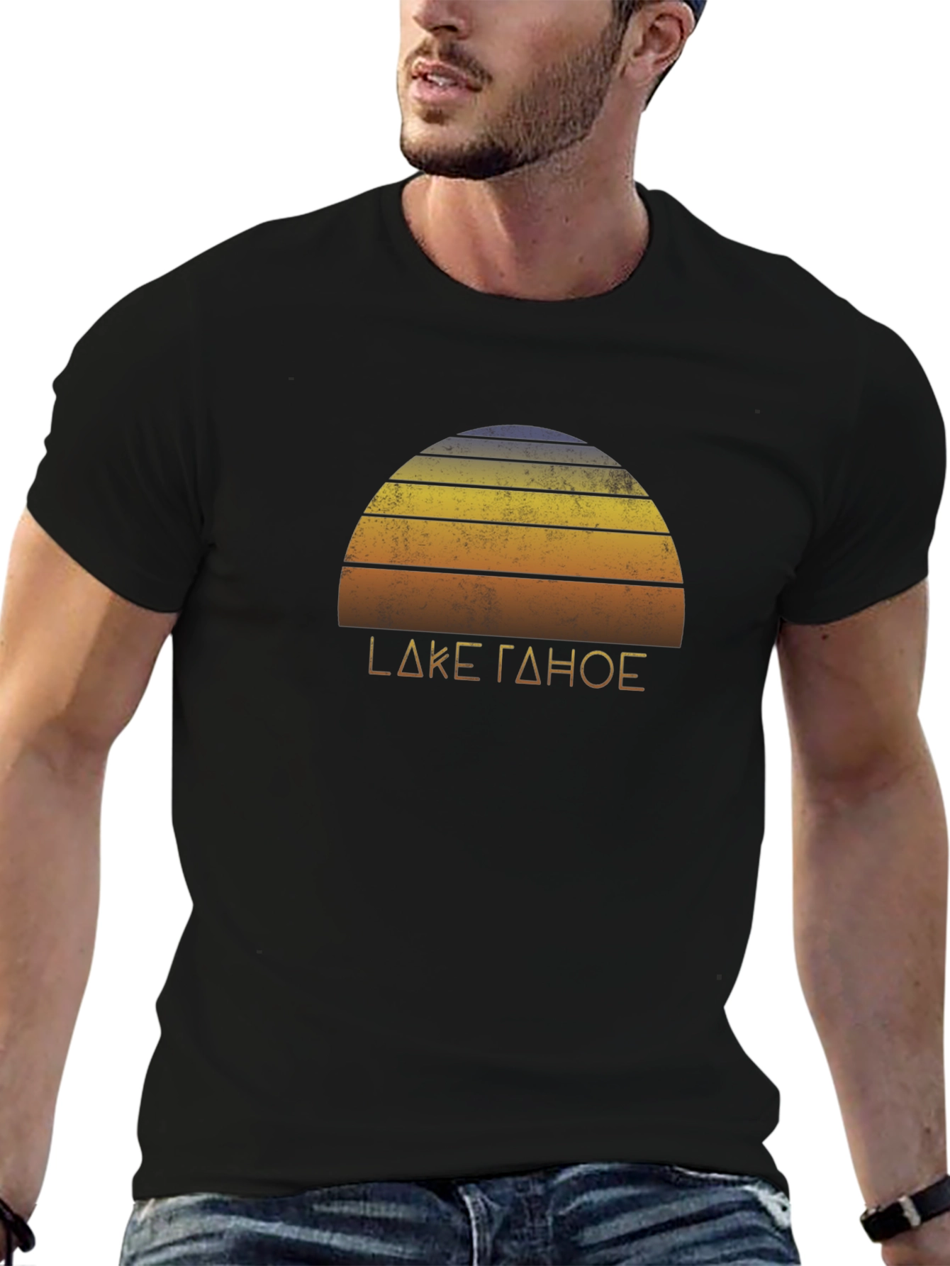 Lake Tahoe Sunset Graphic Tee - Retro Style