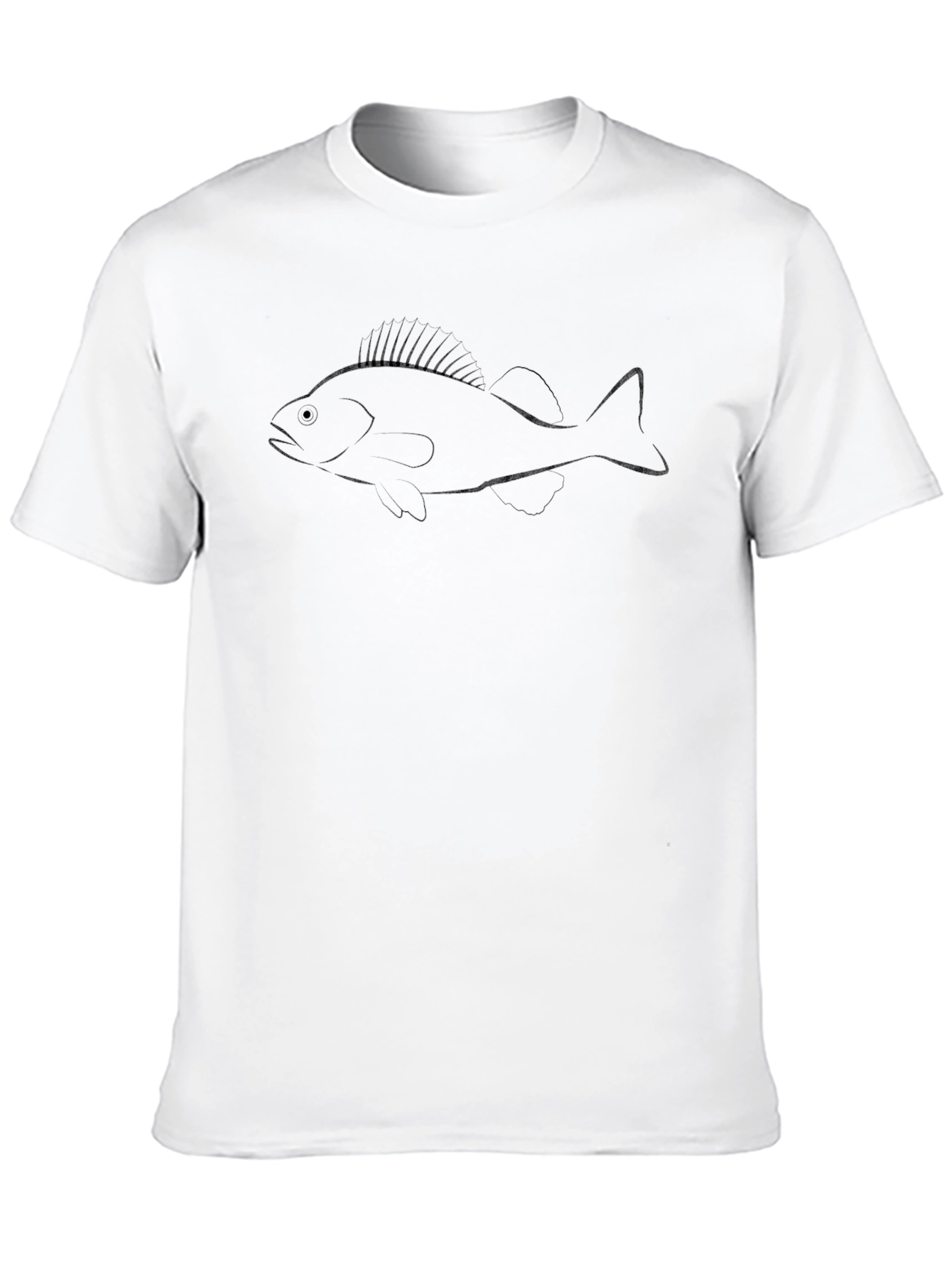 Mens Black T-Shirt with Fish Outline Design