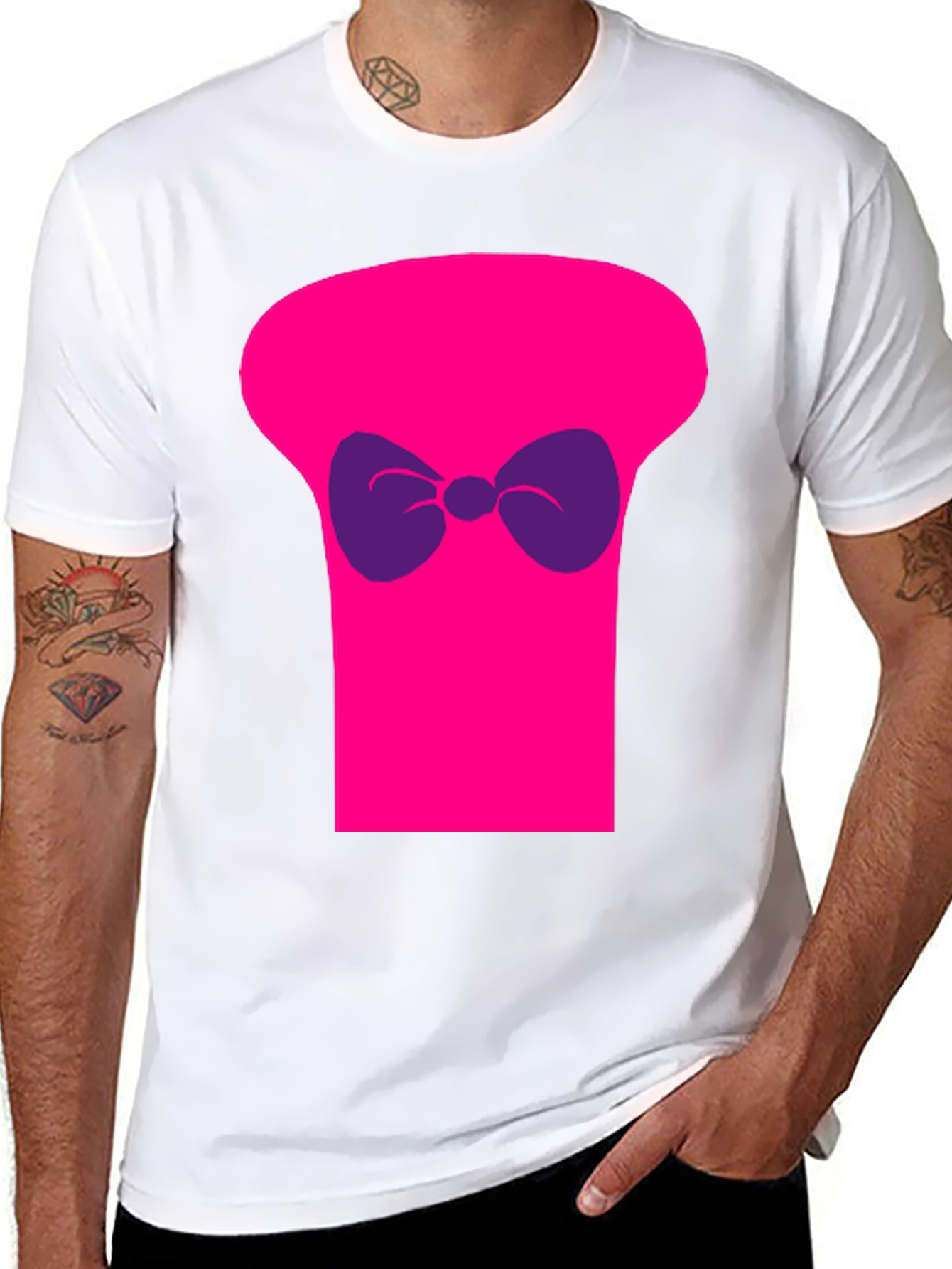 Funny Pink Top Hat Bow Tie Graphic T-Shirt