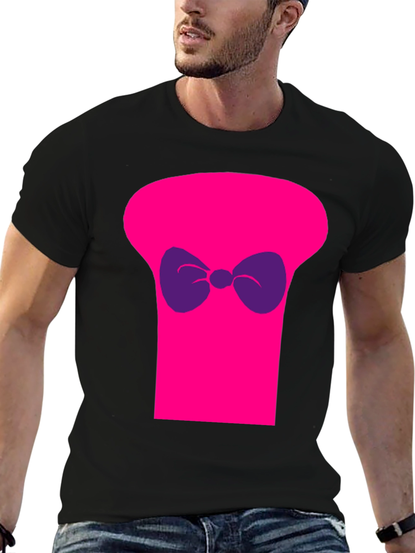 Funny Pink Top Hat Bow Tie Graphic T-Shirt