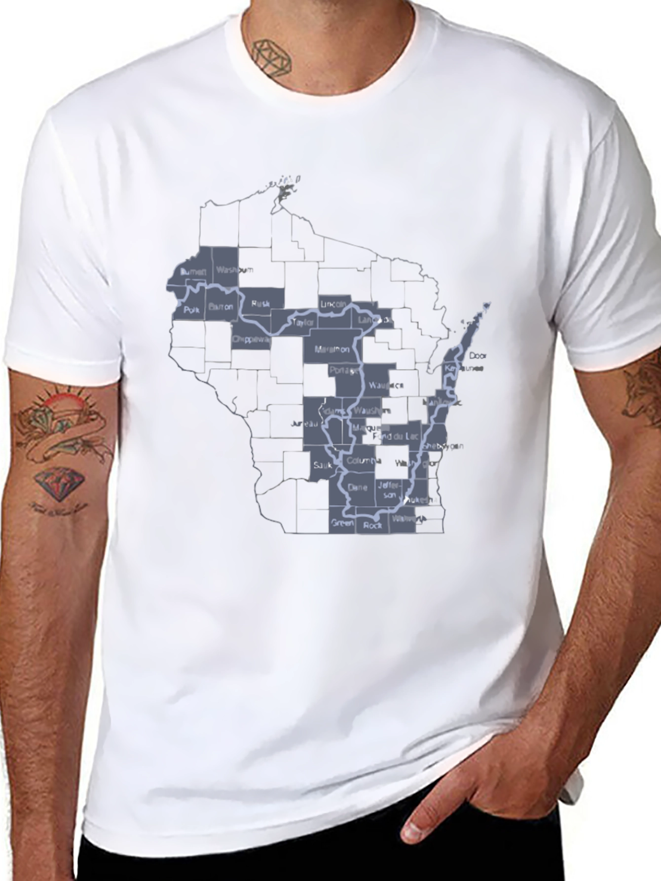 Wisconsin State Map T-Shirt