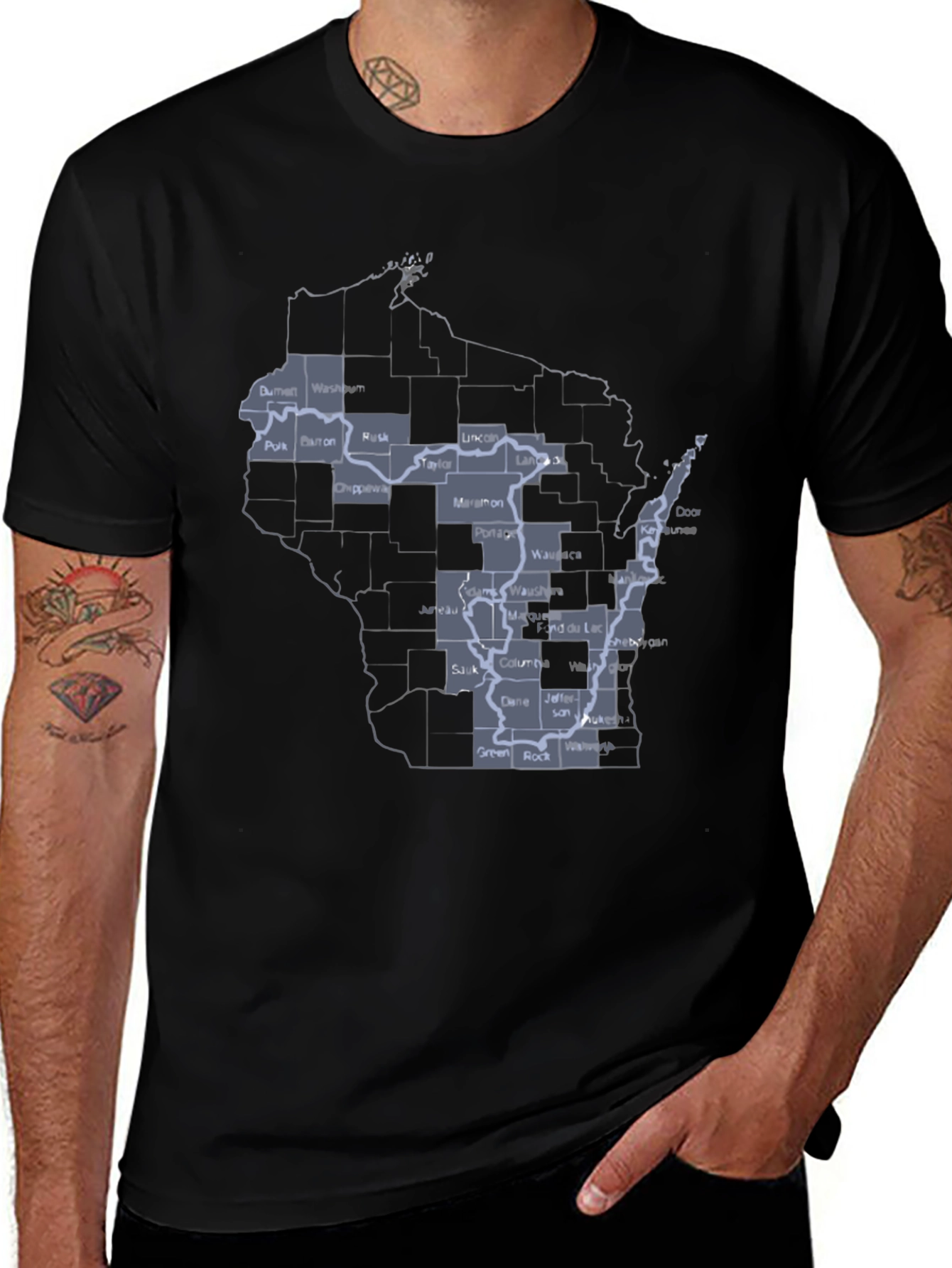 Wisconsin State Map T-Shirt