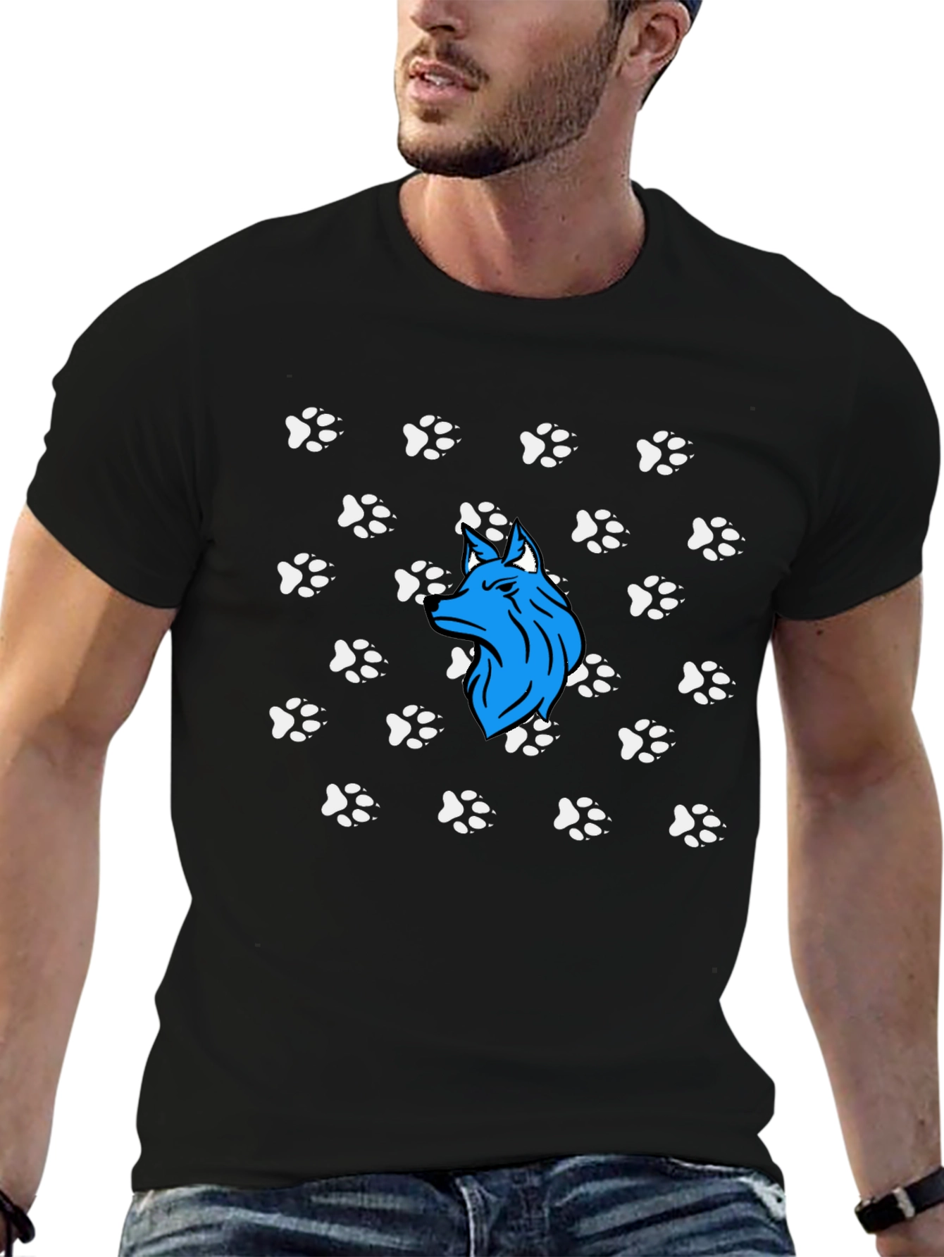 Wolf Paw Print T-Shirt - Black