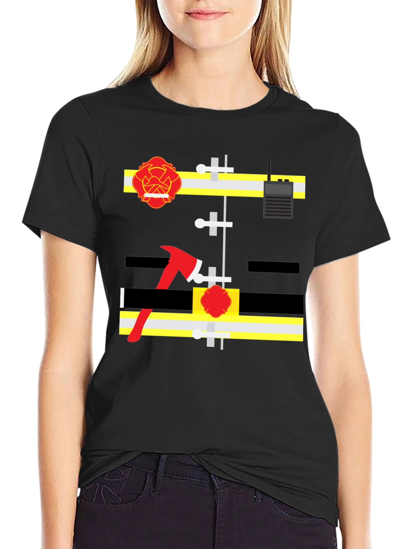 Firefighter Costume T-Shirt - Black