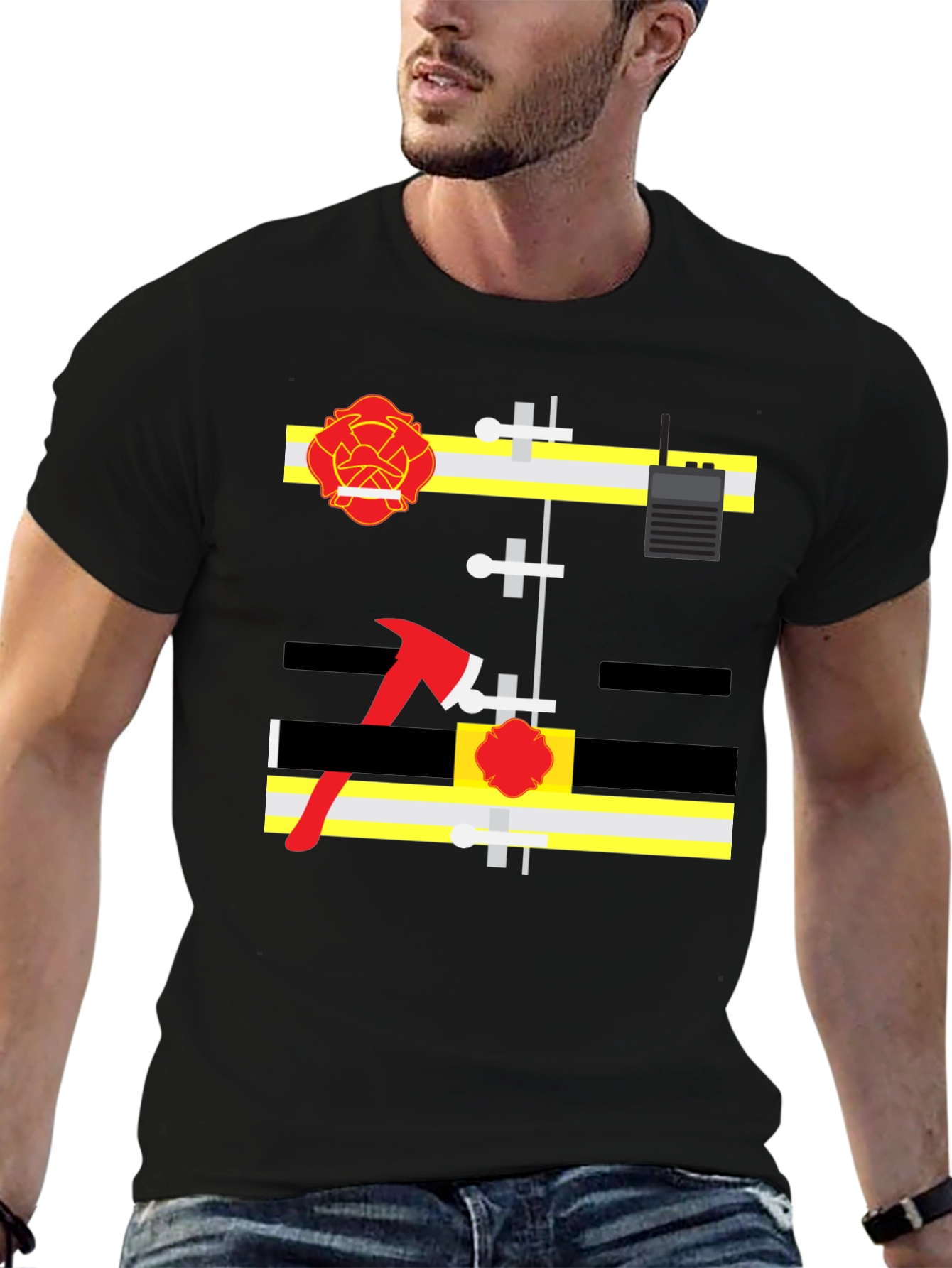 Firefighter Costume T-Shirt - Black