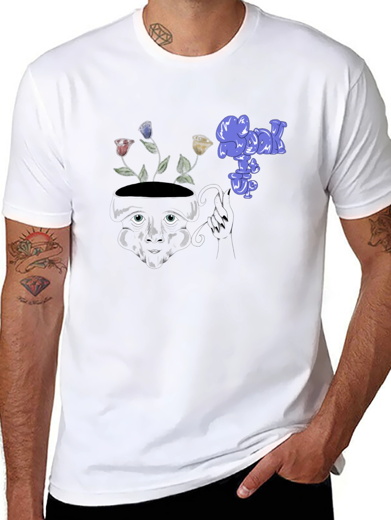 Unique Graphic Print Black Tee