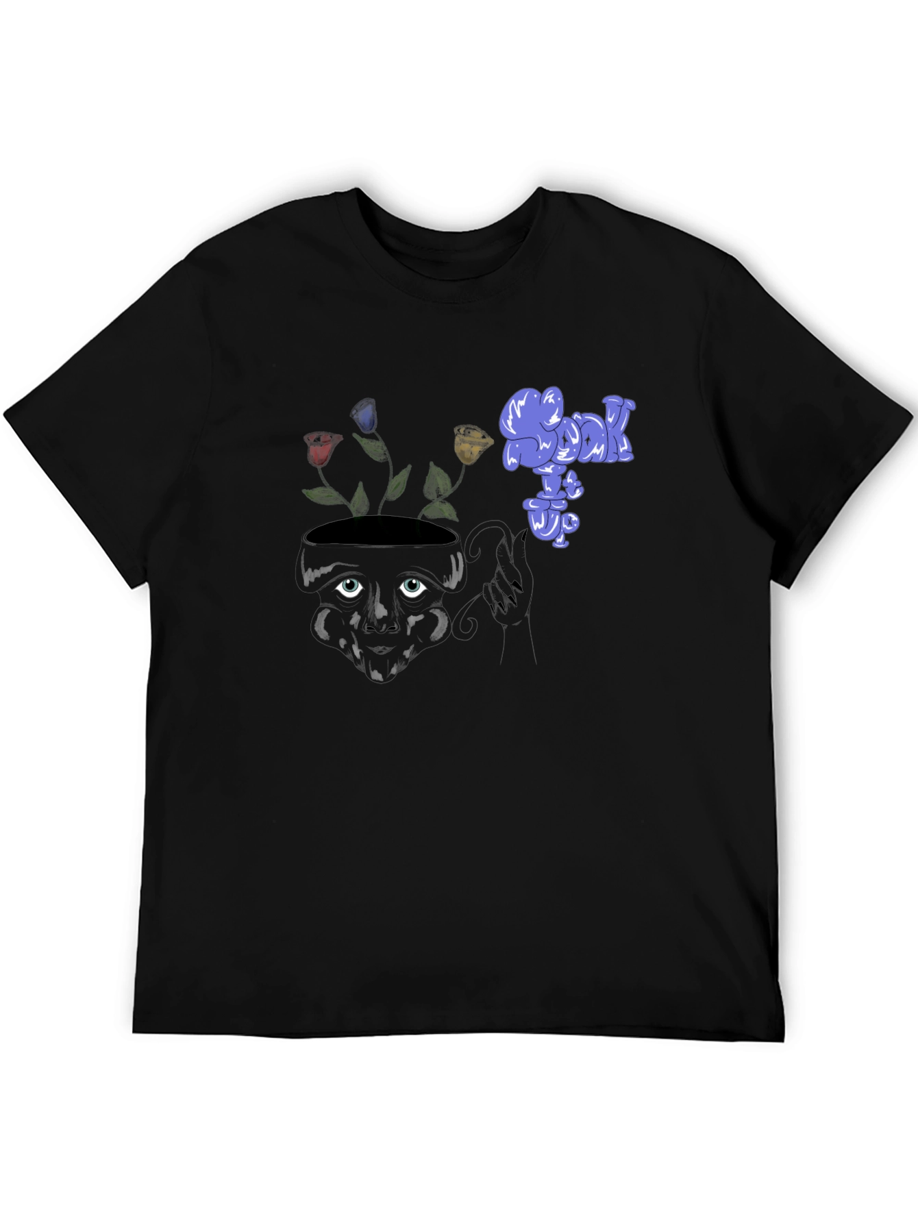 Unique Graphic Print Black Tee