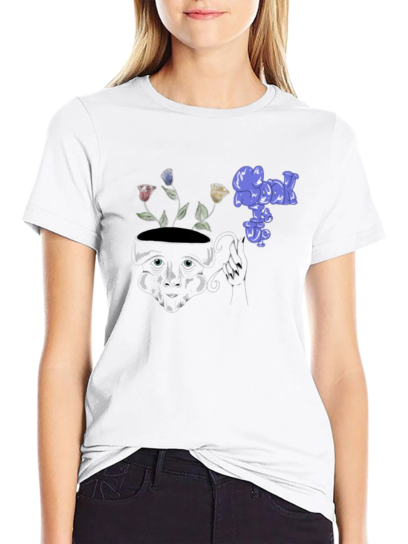 Unique Graphic Print Black Tee