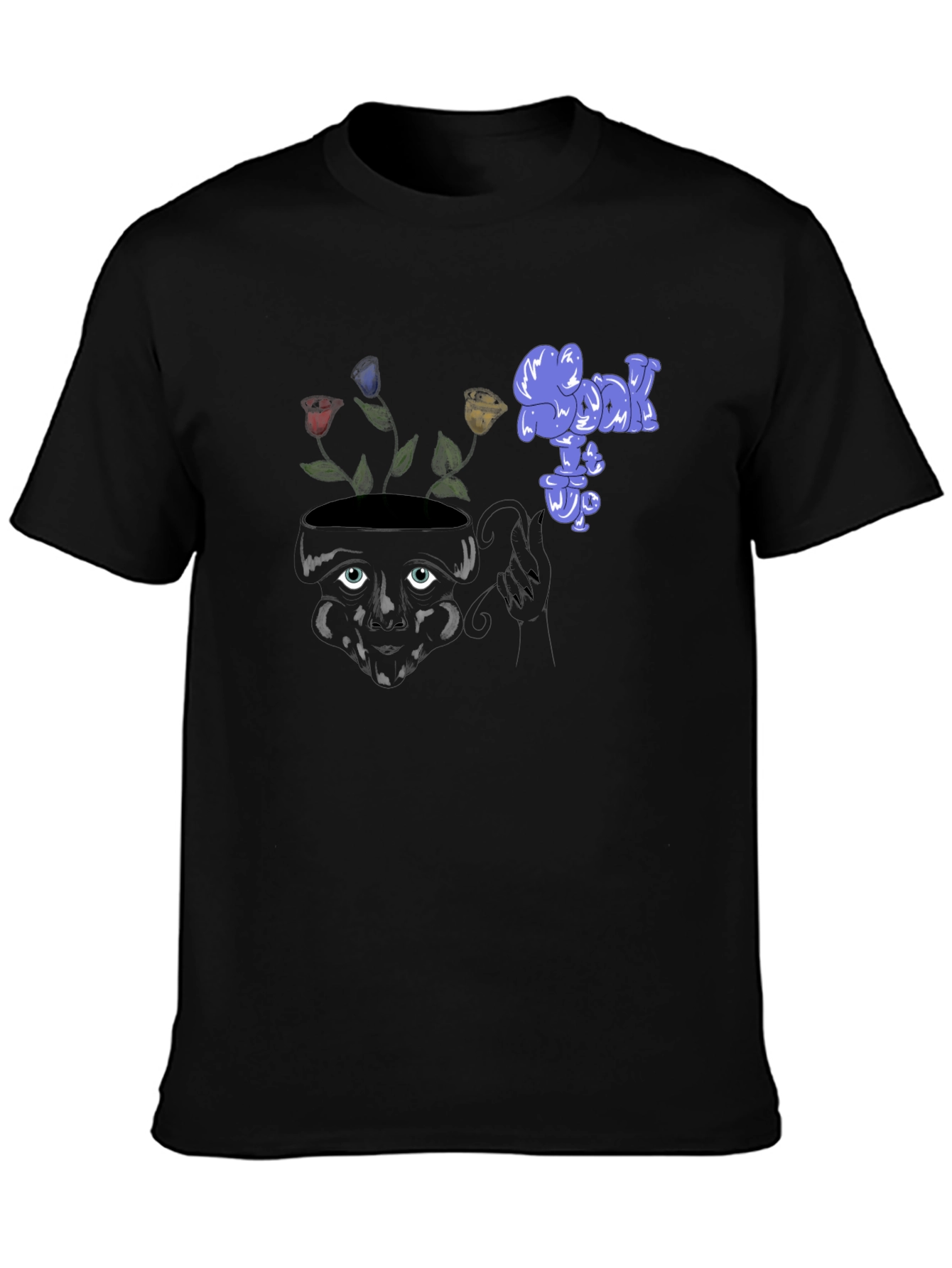 Unique Graphic Print Black Tee