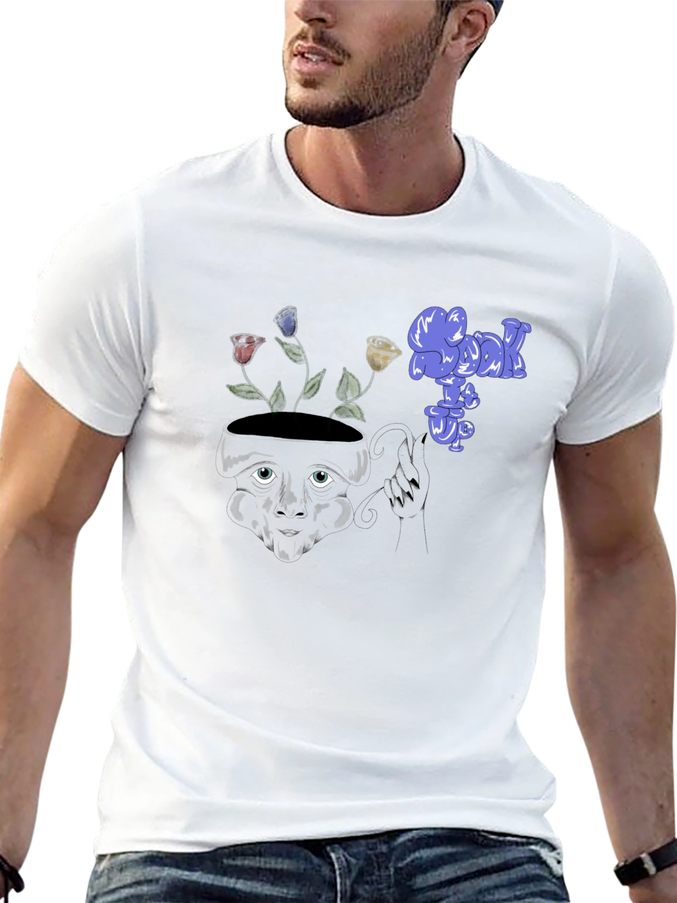 Unique Graphic Print Black Tee