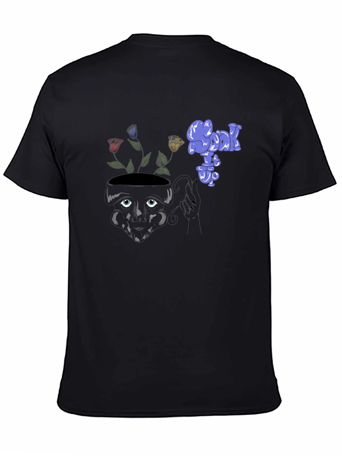 Unique Graphic Print Black Tee