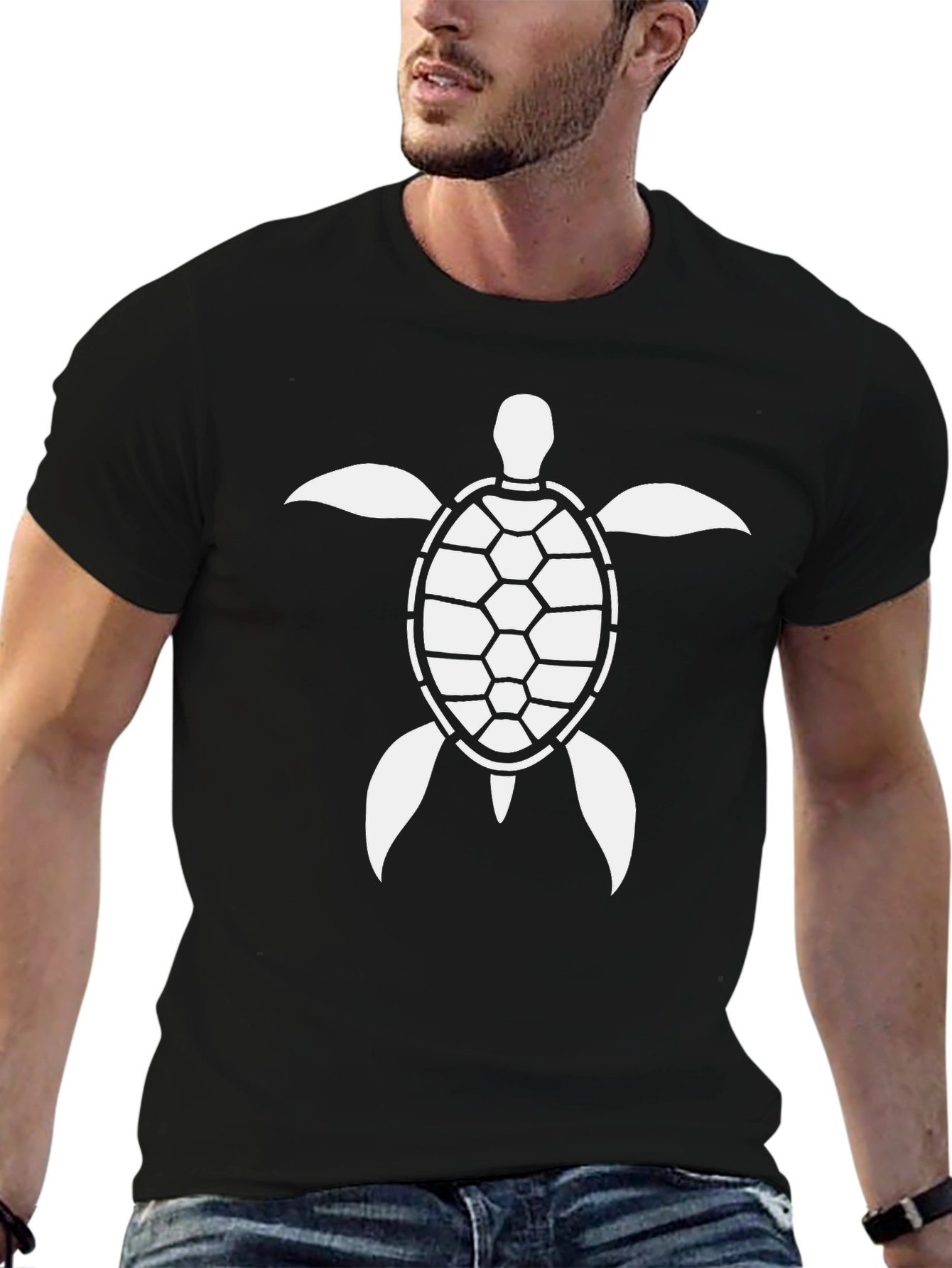 Turtle Graphic Tee - Black Cotton Comfort Fit