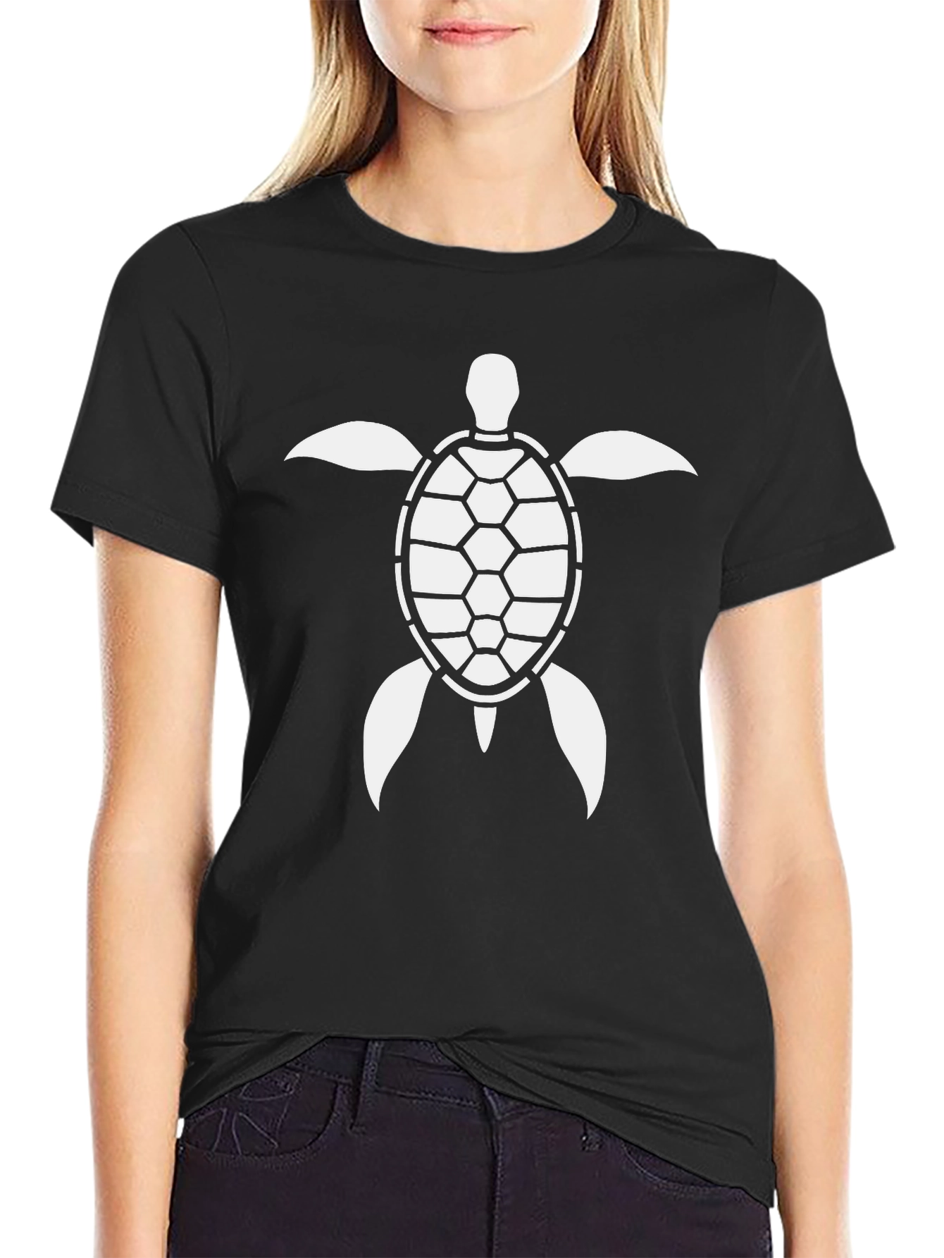 Turtle Graphic Tee - Black Cotton Comfort Fit