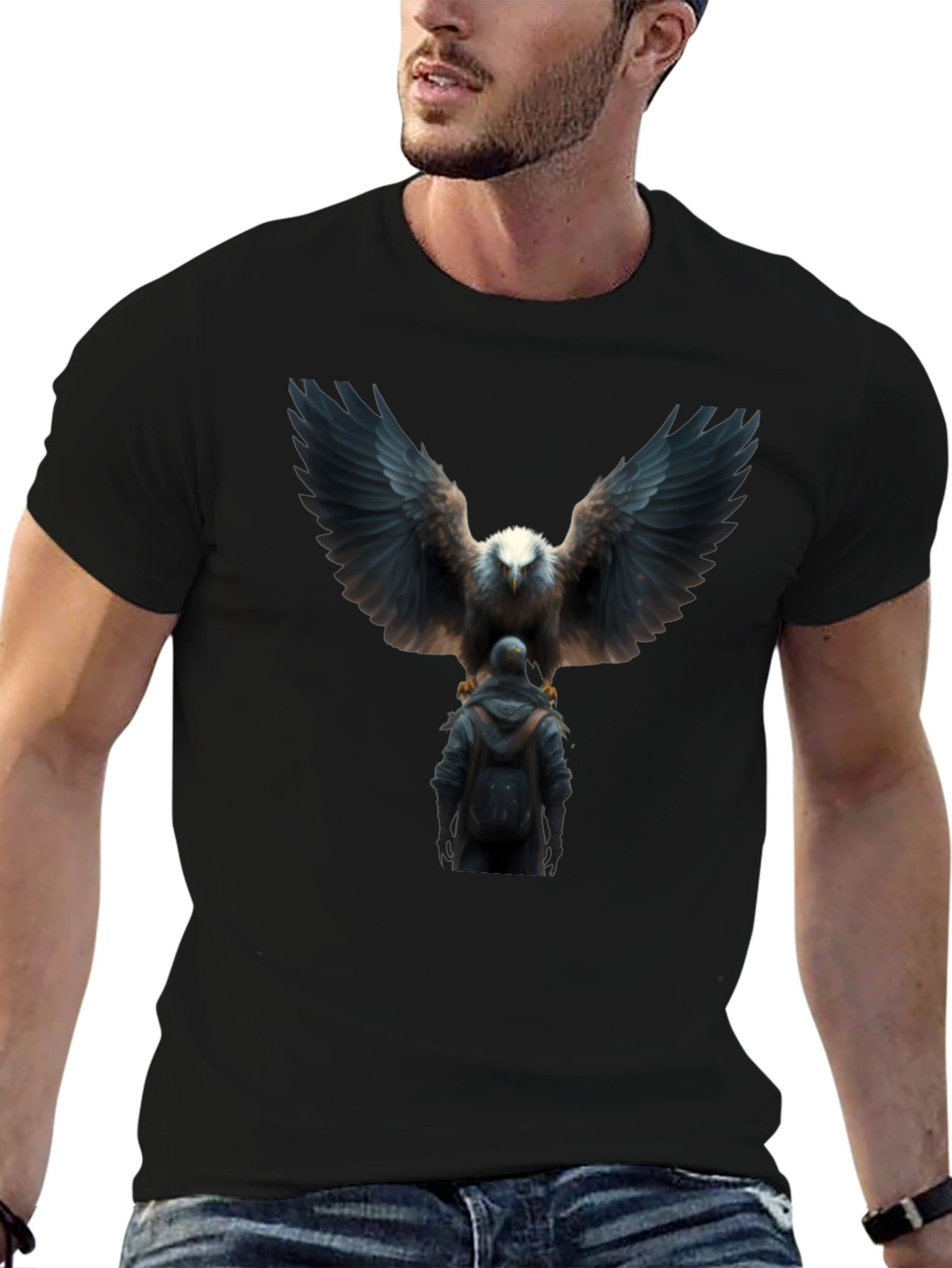 Eagle & Man Graphic Black T-Shirt