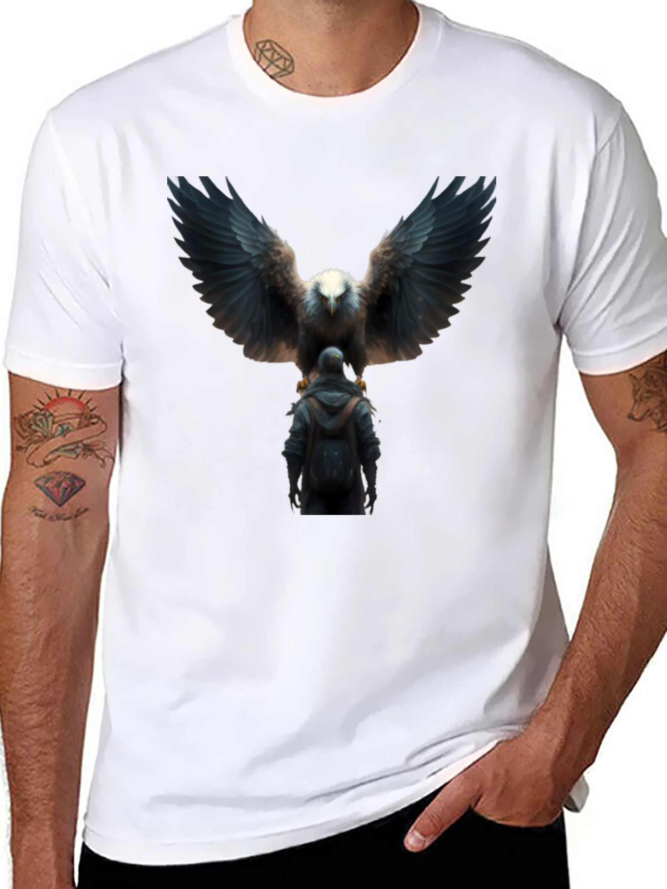 Eagle & Man Graphic Black T-Shirt