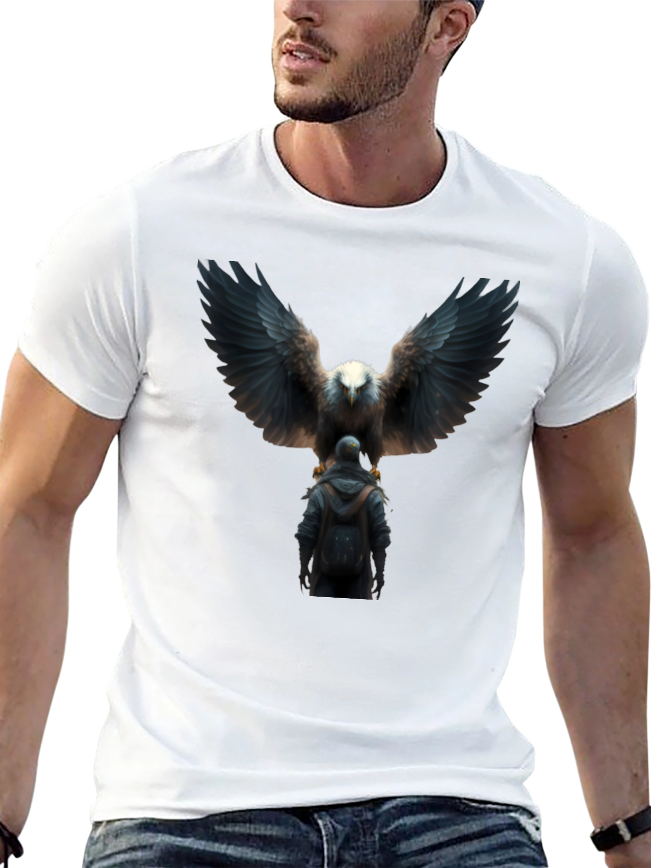 Eagle & Man Graphic Black T-Shirt