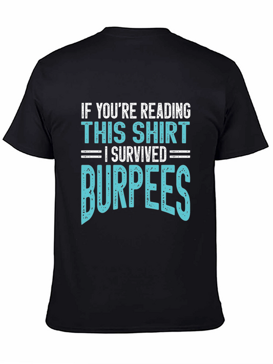 I Survived Burpees T-Shirt Funny Workout Gym Tee