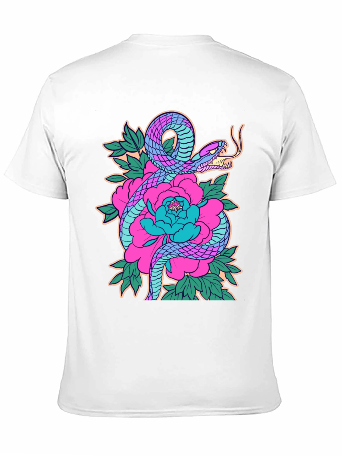 Snake and Floral Graphic Print Tee