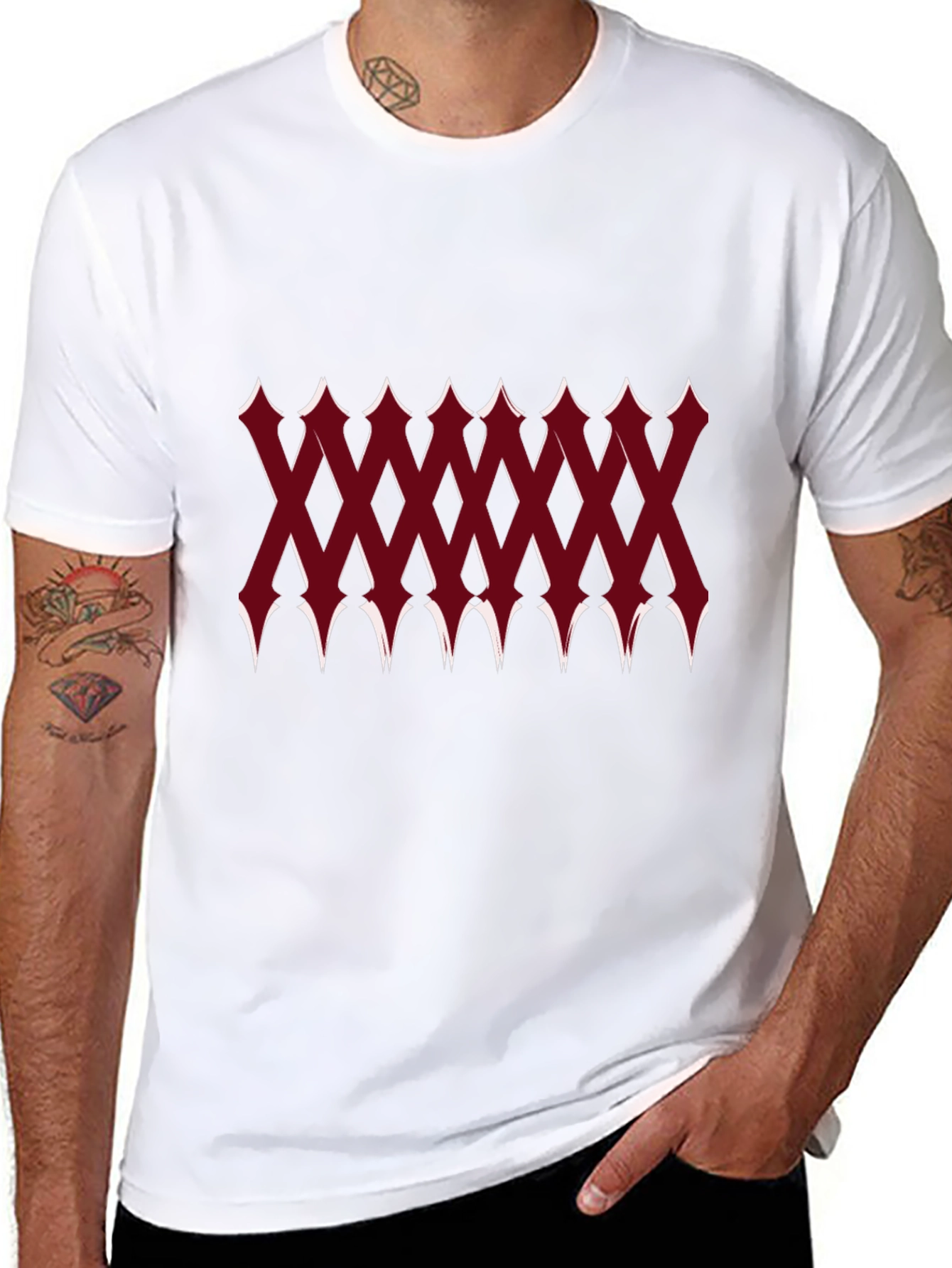 Edgy Geometric Pattern Black T-Shirt