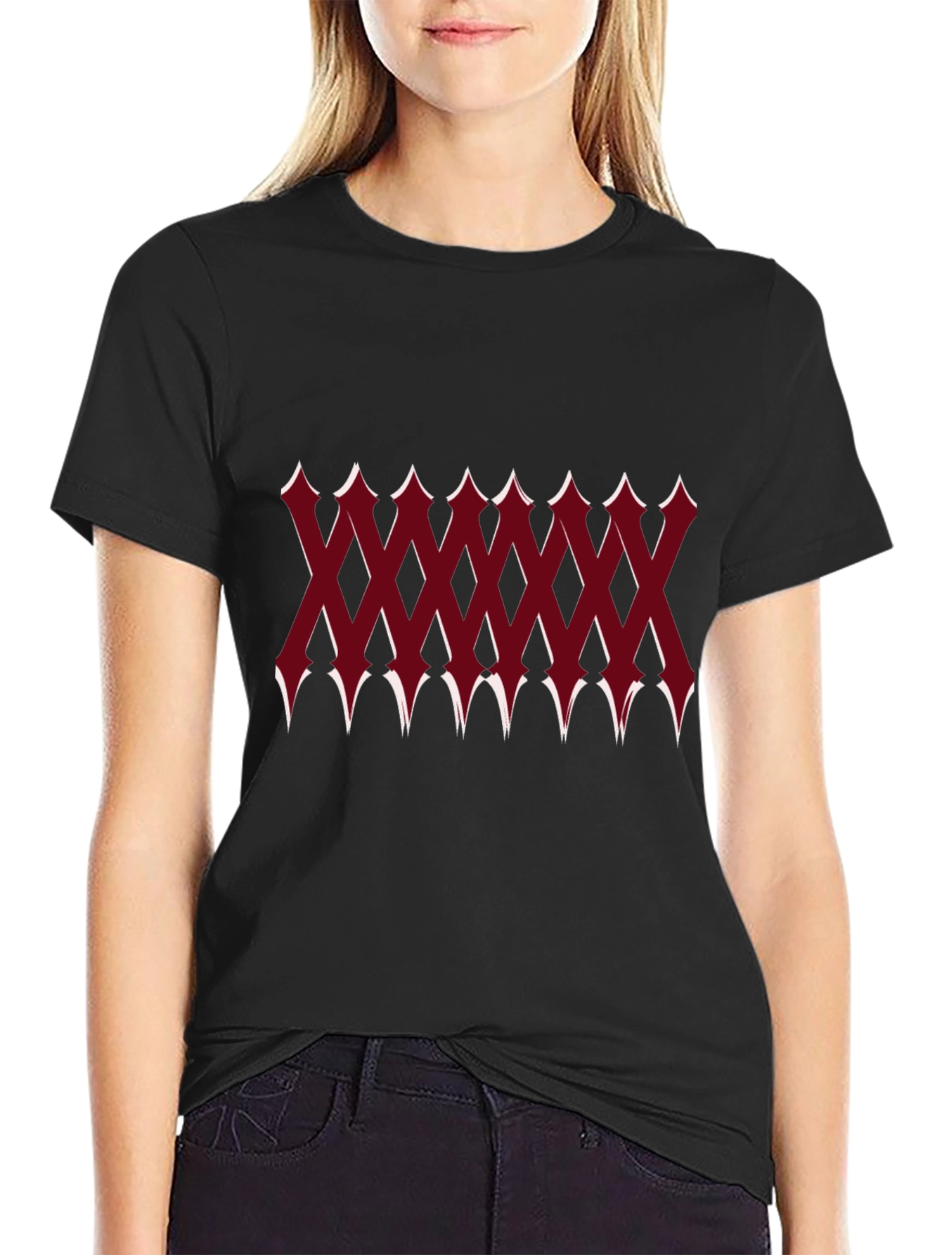 Edgy Geometric Pattern Black T-Shirt